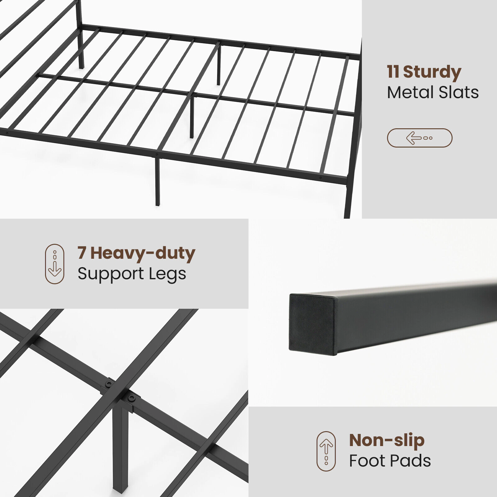 SUGIFT Black 4 Posts and Slat Support Full Size Metal Canopy Bed Frame