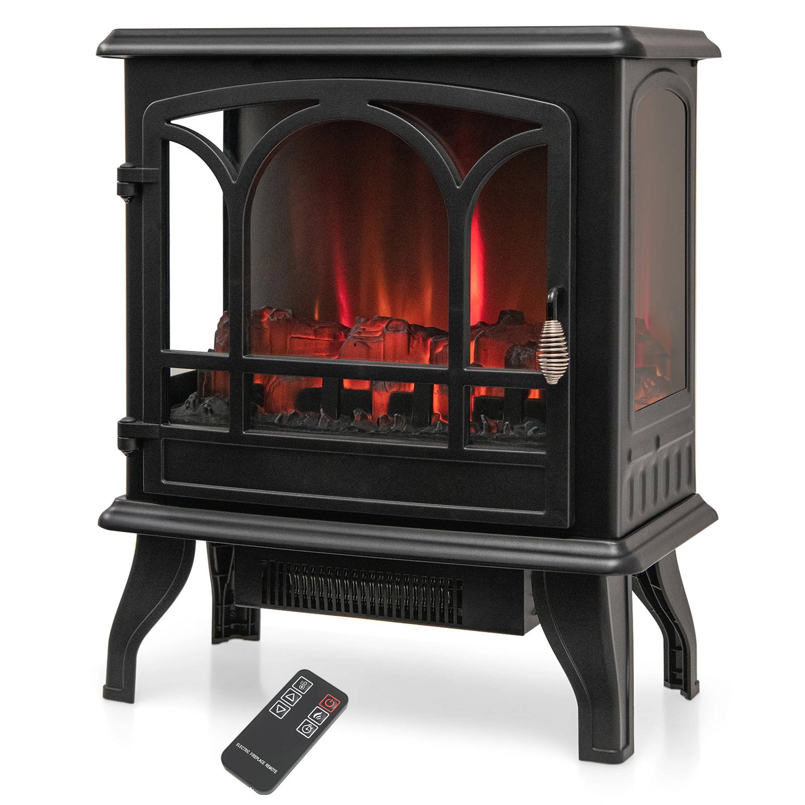SlickBlue Freestanding Electric Fireplace Heater with Glass Panels