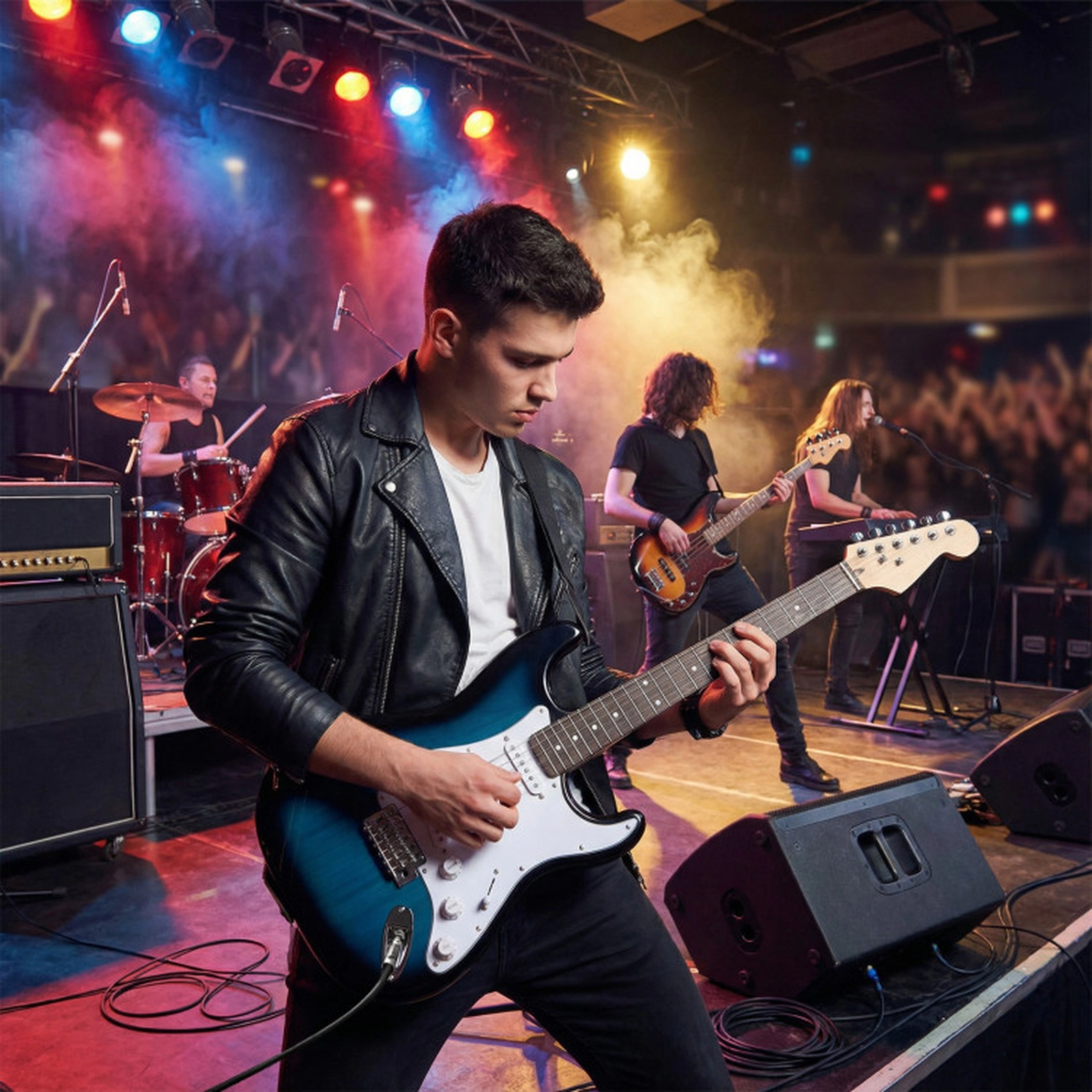 SUGIFT Blue 39-in Full Size Electric Guitar with 15W Amplifier Gig Bag Strap and Digital Tuner 8.2-ft Cable