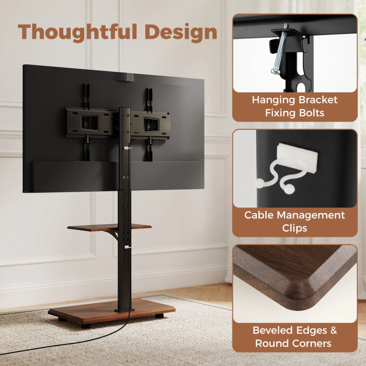 Hivvago Rolling Tv Stand On Wheels Mobile Cart For 32-75 Inch Tvs Portable Av