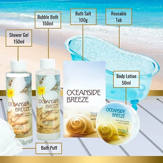 Freida and Joe Women White Rose Jasmine Gold Tub Spa Basket: Shower Gel, Bubble Bath, Body Lotion, Bath Salts