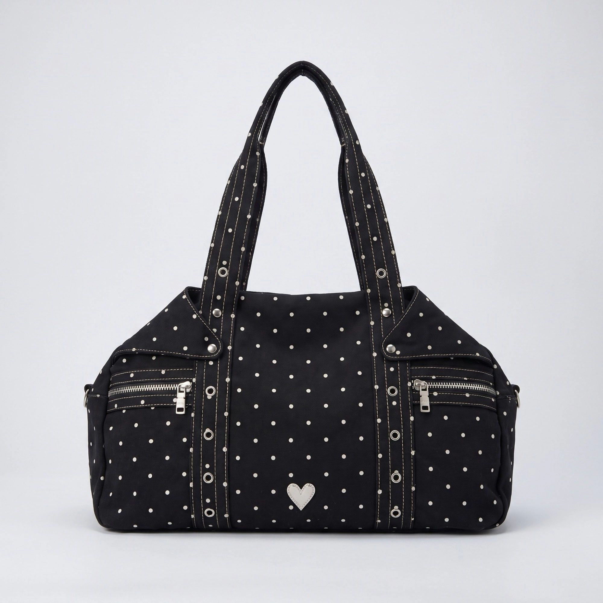 Alilang Women's Polka Dot Multi-Pocket Shoulder Bag with Zip Closure