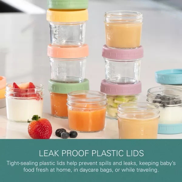 Sperric Glass Baby Food Storage Containers 12 Pack 4oz Reusable Jars w/ Lids, BPA‑Free Leakproof Freezer Microwave Safe
