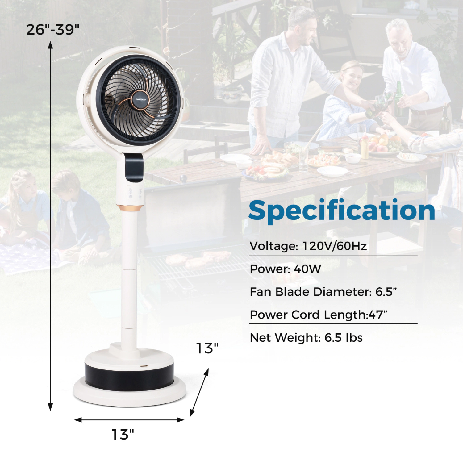 LJG Misting Pedestal Fan Air Circulator with 90° Auto Oscillation Floor Standing Fan with 8 Speeds