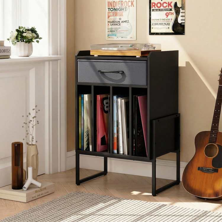 Hivvago Record Player Stand With Drawer And Holder