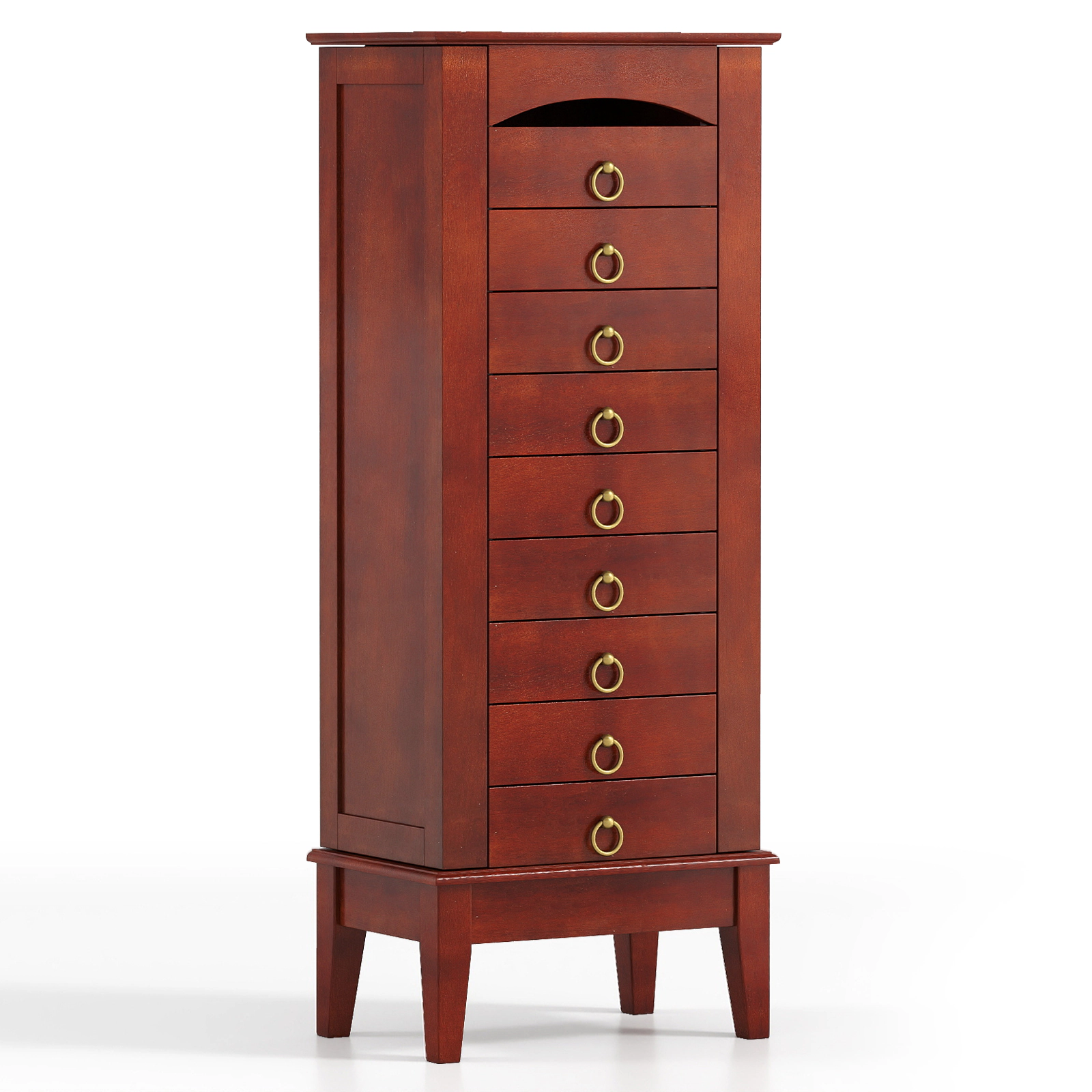 Slickblue 40 Inch Large Jewelry Organizer Cabinet with Flip Top Mirror and Multi Drawer Storage Design