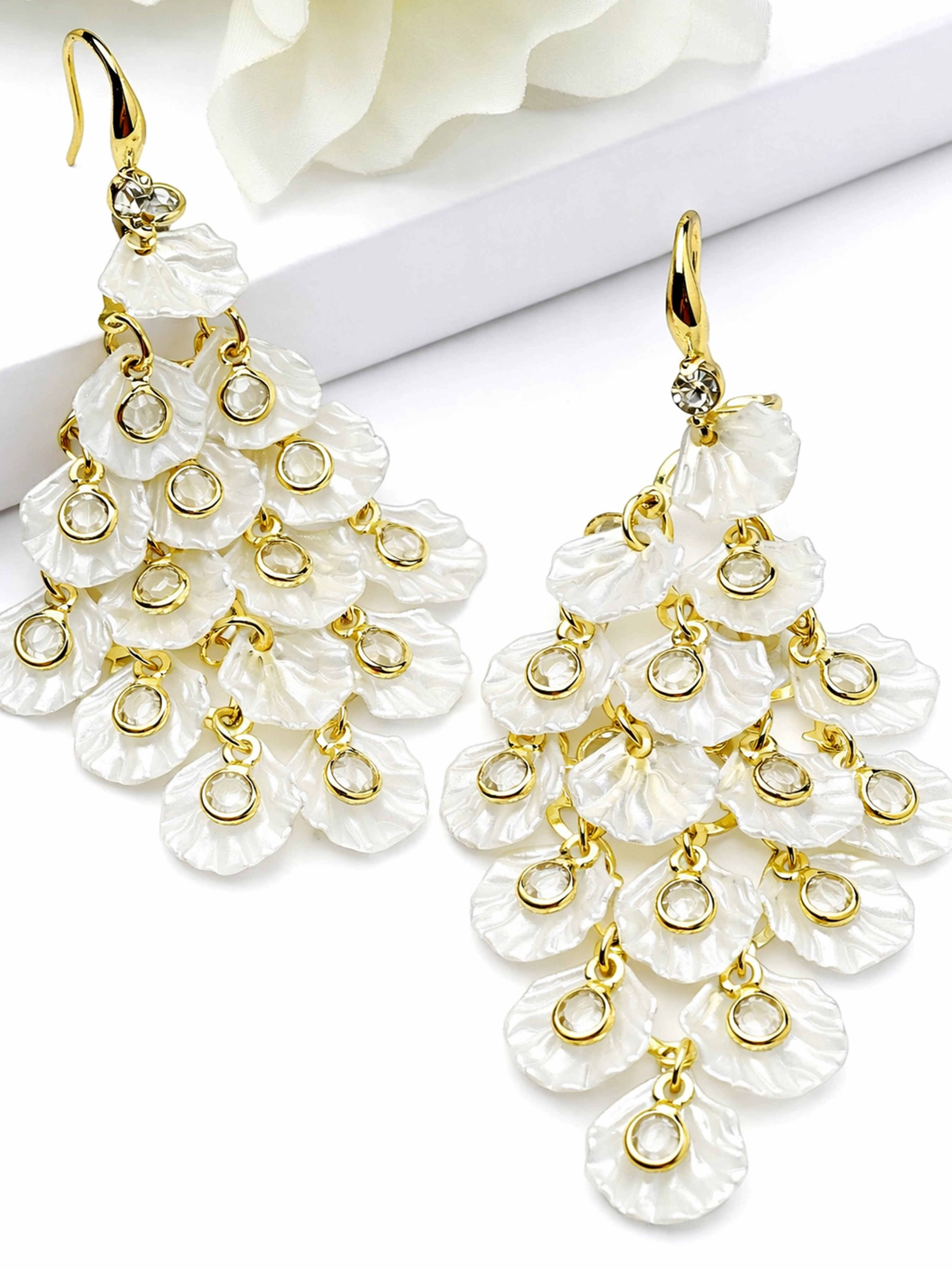 AGP PARIS Womens Petal Cluster Chandelier Earrings