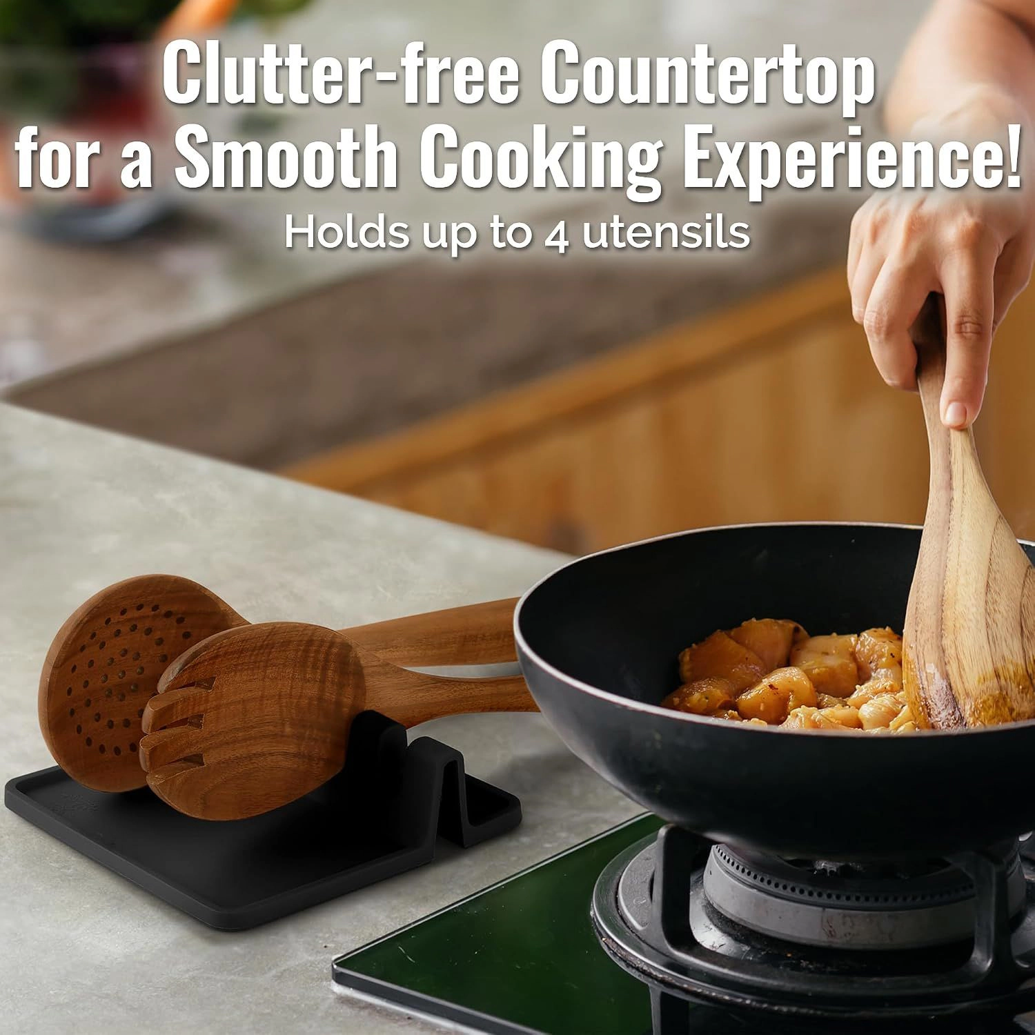 Zulay Kitchen Silicone Utensil Rest with Drip Pad for Multiple Utensils - Heat-Resistant & Spoon Holder Stove Top