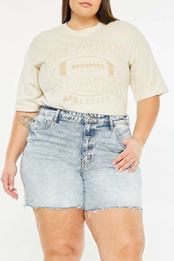 KanCan Women's Plus Essentials 90's High Rise Shorts Lina