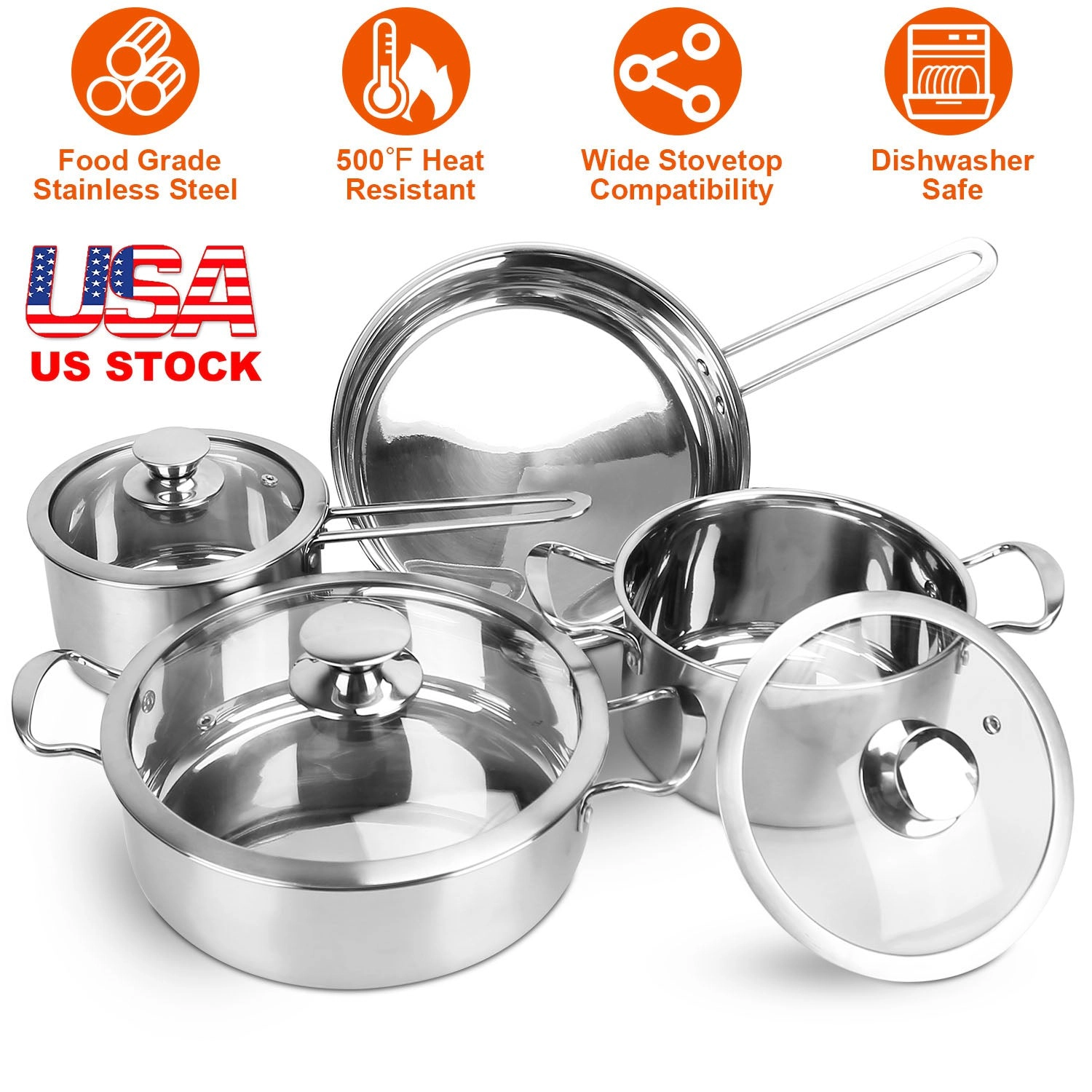 GBruno Stainless Steel 6-Piece Cookware Set