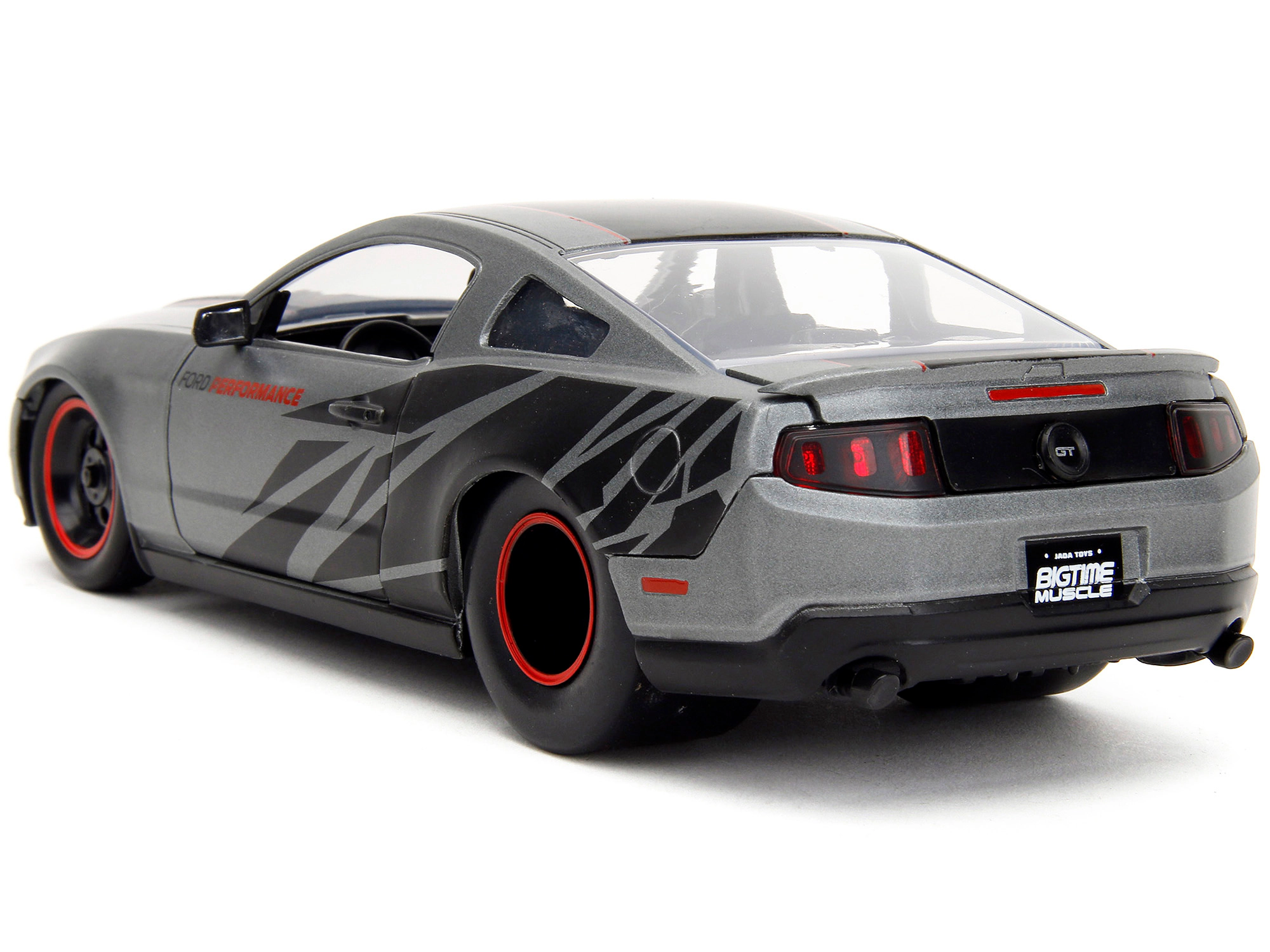 Jada Collectible 2010 Ford Mustang Gt Matt Gray Metallic With Black Graphics And Stripes Performance" "Bigtime