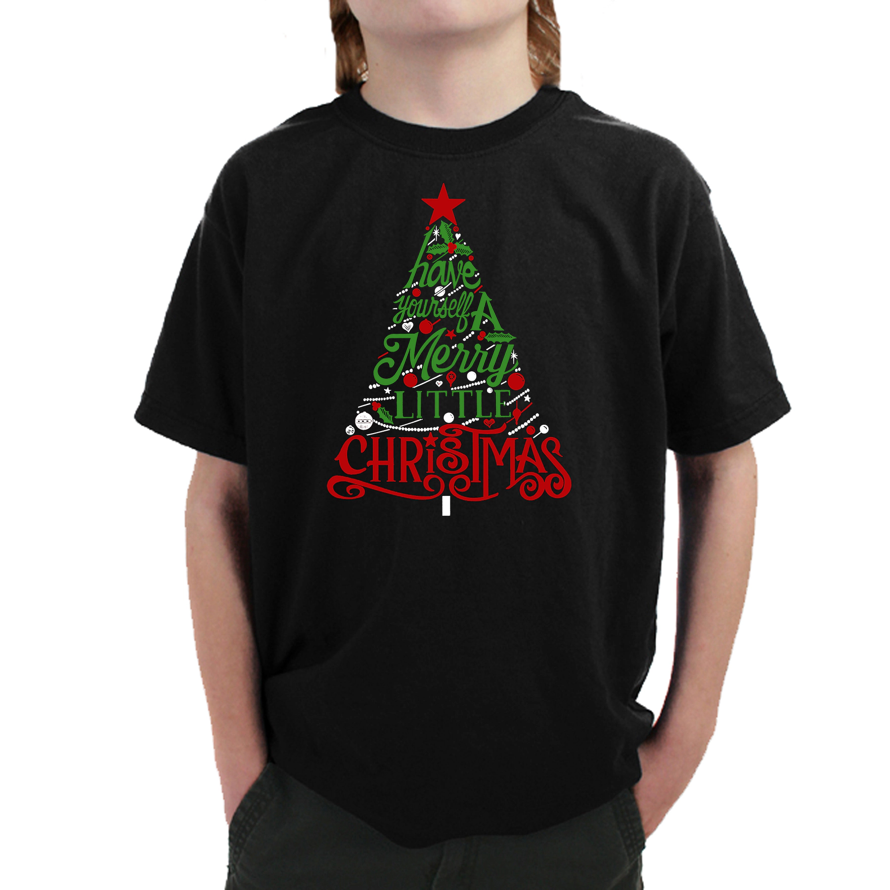 LA Pop Art Boy's Word T-Shirt - Have Yourself A Merry Little Christmas