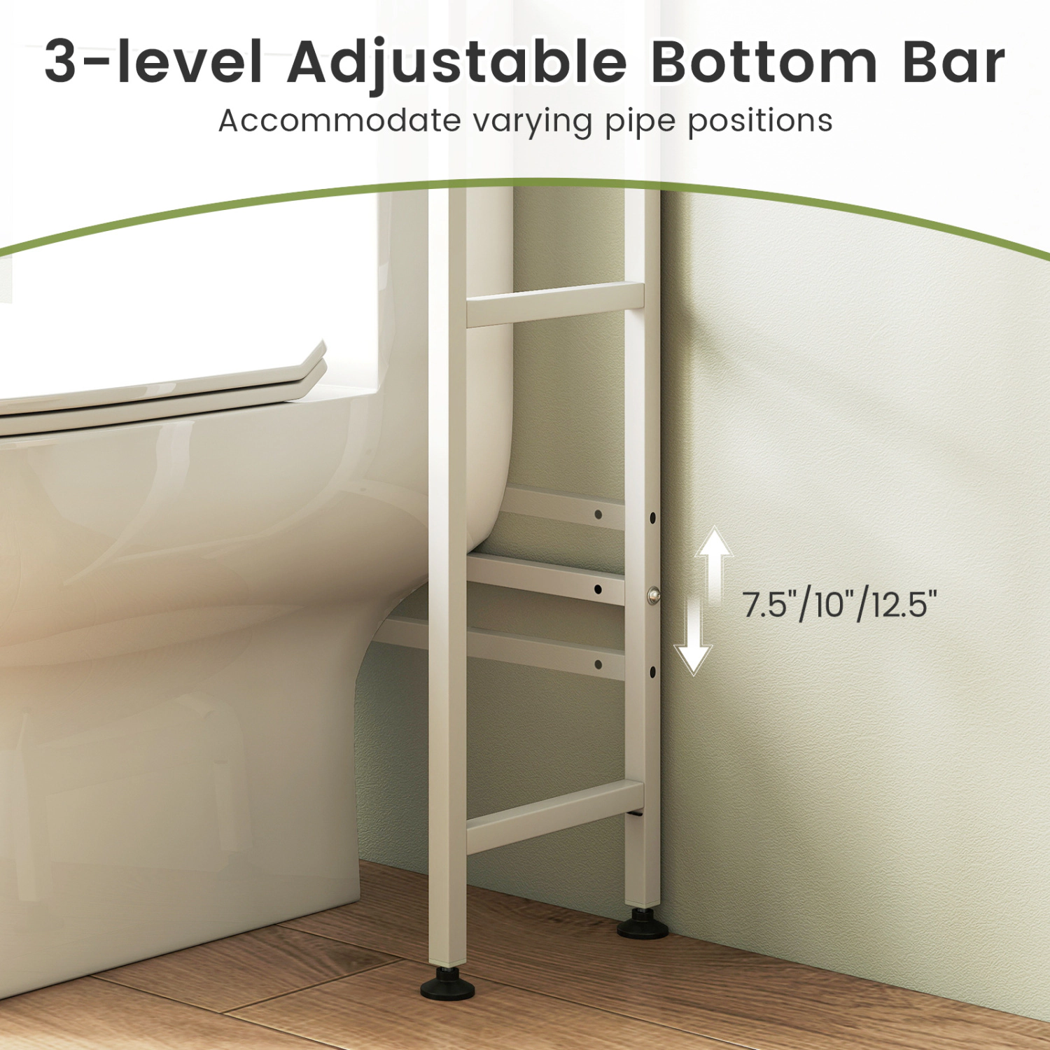 SUGIFT Over the Toilet Storage Cabinet Bathroom Organizer with 2 Flip-Up Doors 4 Hooks and Anti-Tip Kits
