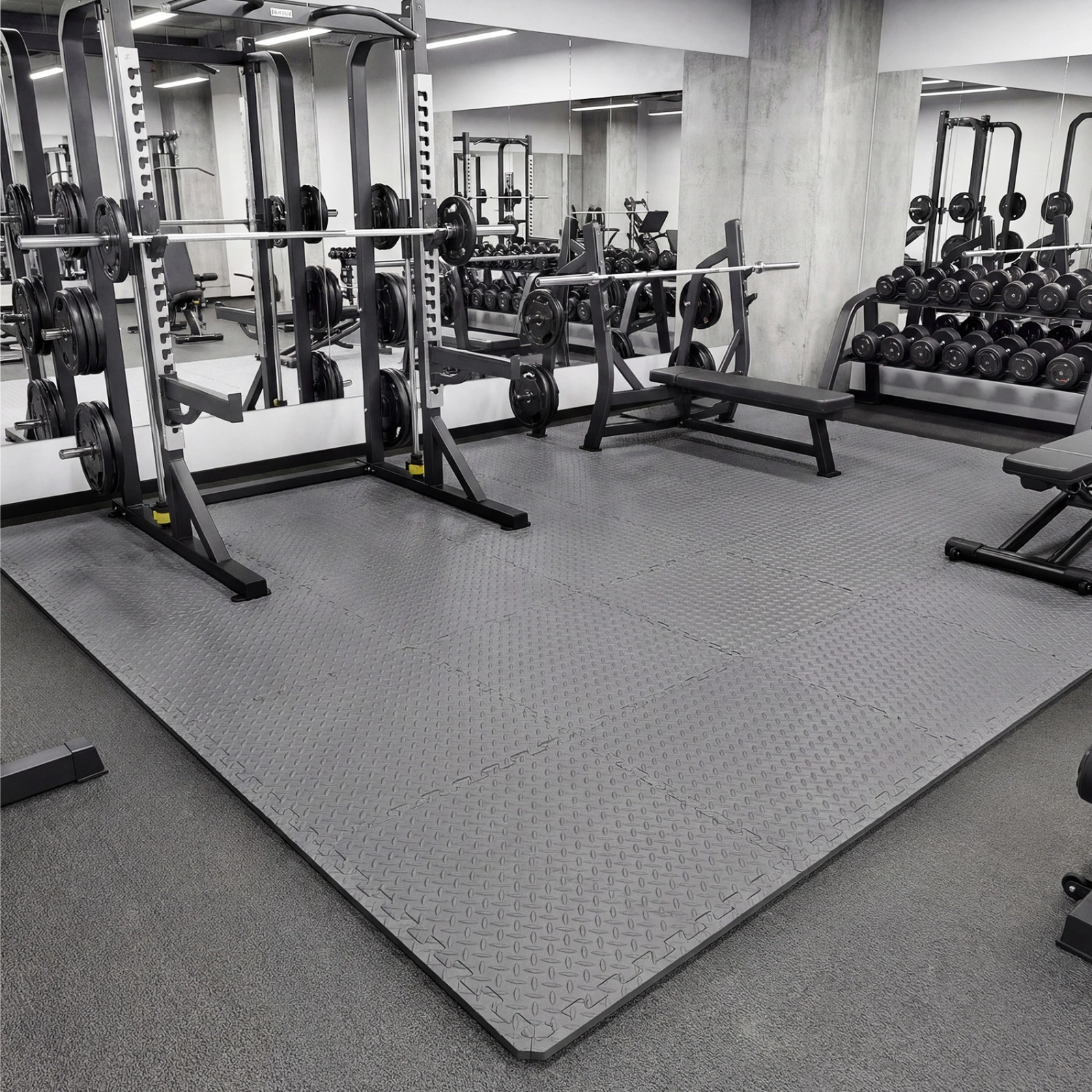 SUGIFT Gray 24-Piece 25-in x 25-in 0.5-in Thick Interlocking EVA Foam Puzzle Exercise Floor Mats with Borders