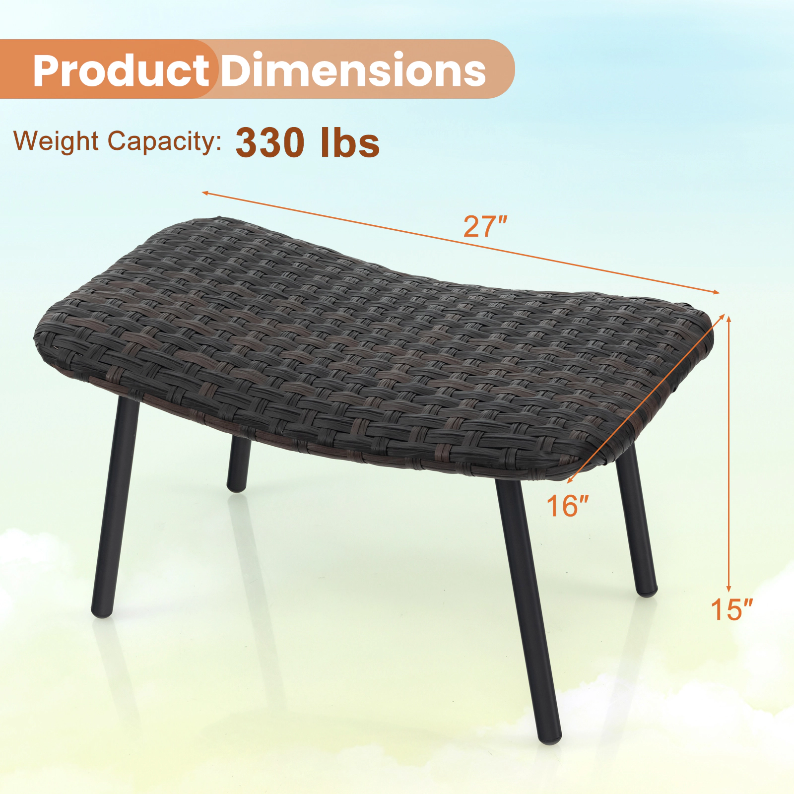 Hivvago All Weather Outdoor Ottomans Set Patio Footrest Seats Set with Sturdy Metal Legs