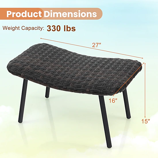 Hivvago Patio Ottoman Seating Set with Metal Legs