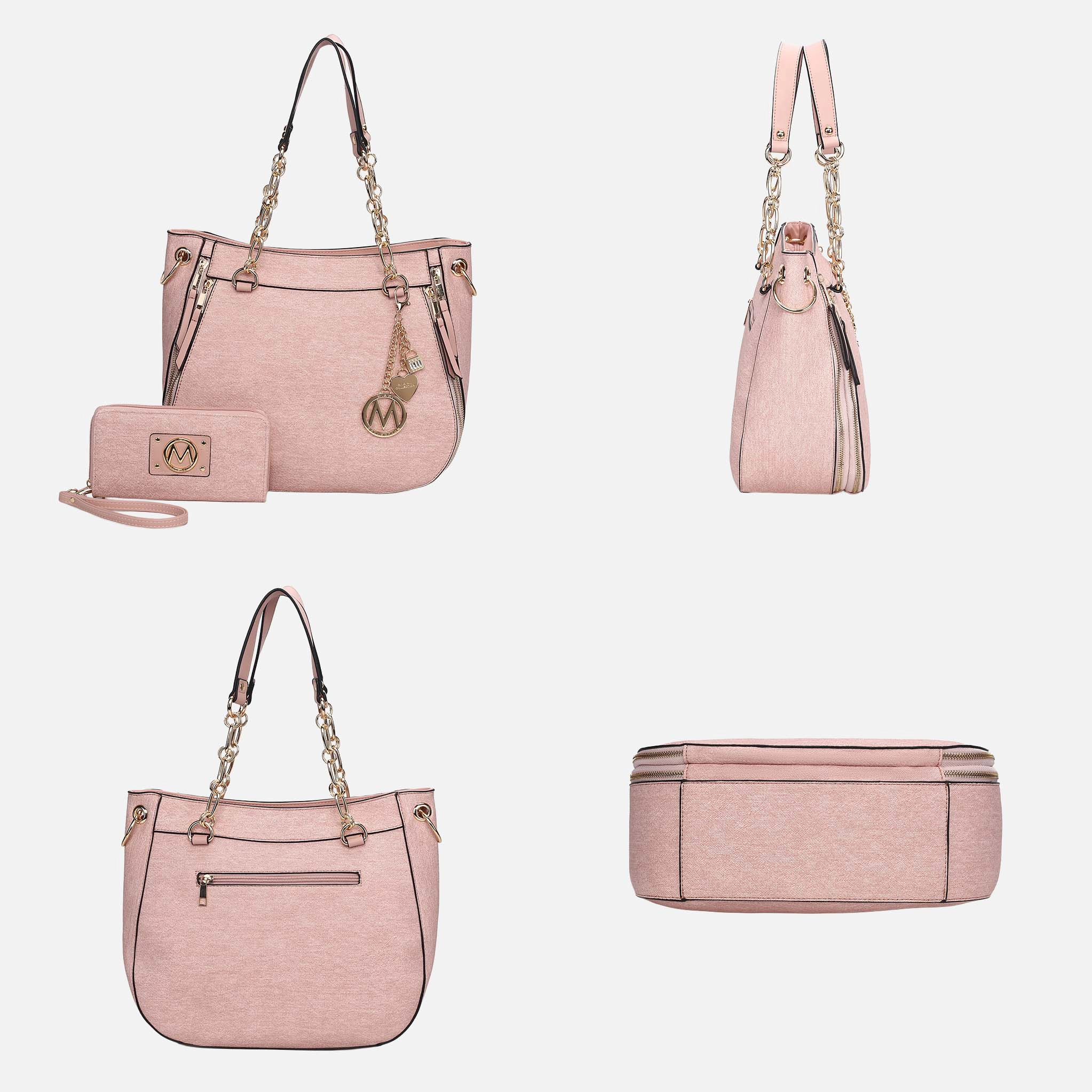 MKF Collection by Mia K Lina Tote Bag and Wallet Set, Denim Vegan Leather Handbag