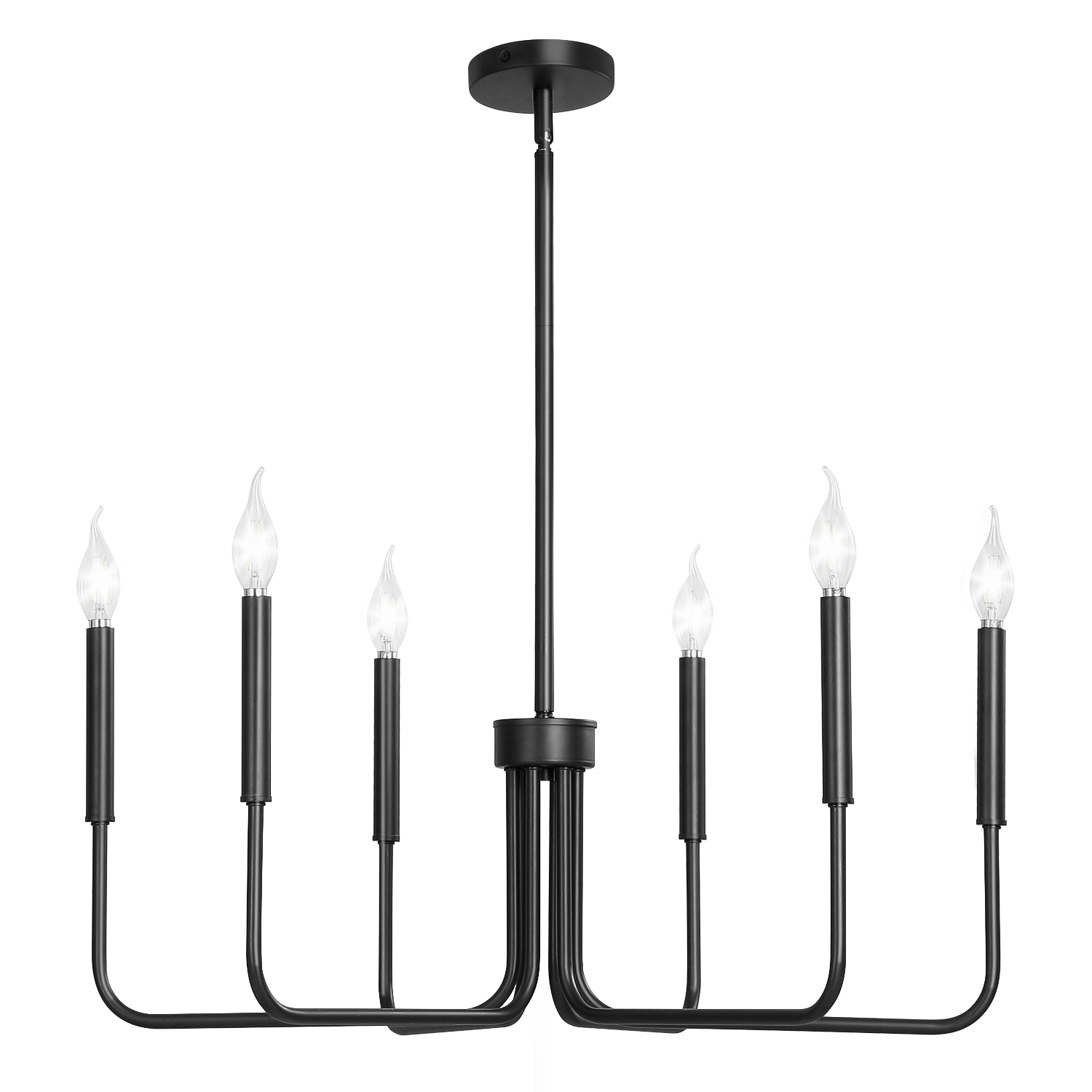 HONGGE 6-Light Chandelier Farmhouse Chandelier Adjustable Height Dining Room Hanging Light Fixture for Ceilings Modern