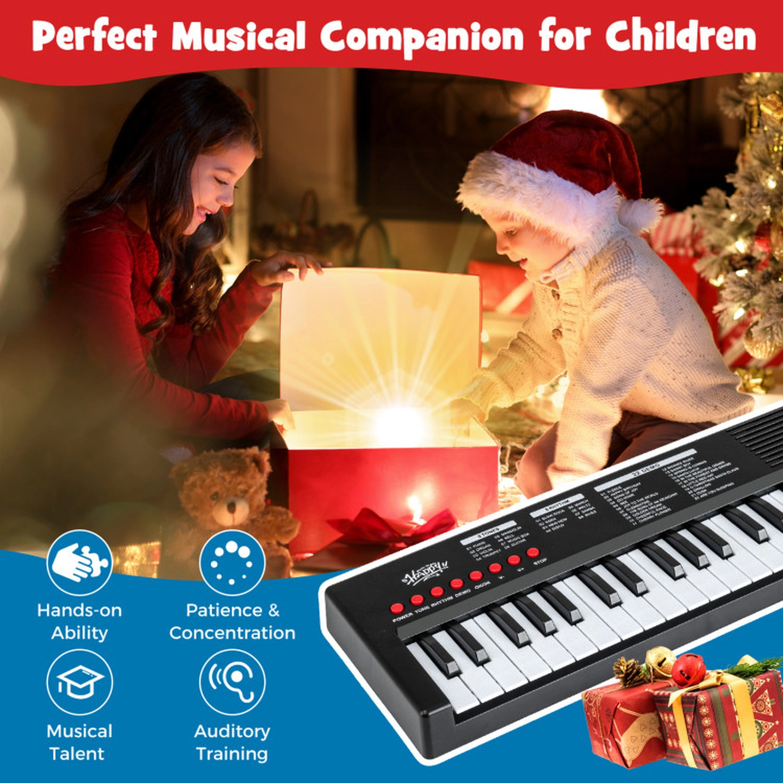 SUGIFT Kids Black 37-Key Electric Keyboard Piano with Microphone and 8 Rhythms 16-in W 6-in D 1.5-in H Ages 3+