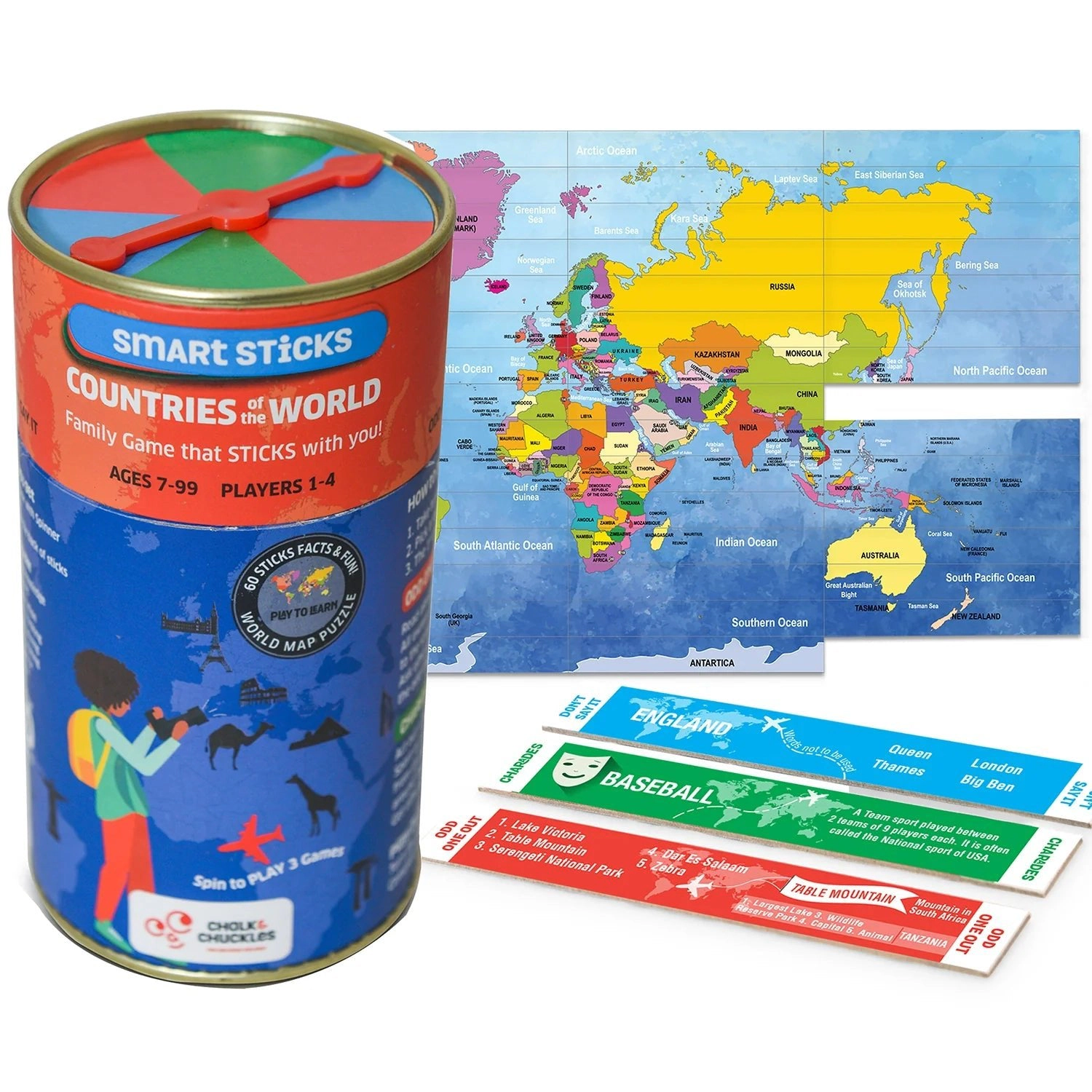 Chalk & Chuckles SMART STICKS-Countries - 1-4 Players