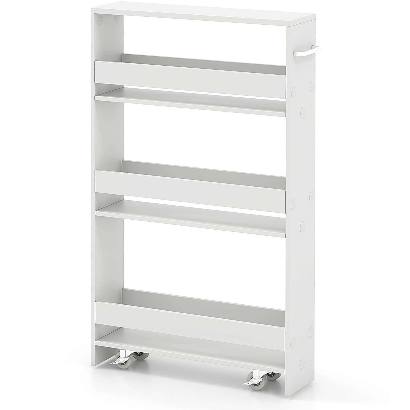 SUGIFT 3-Tier Off White Rolling Cart with Wheels Mobile Serving Trolley and Open Shelf Organizer
