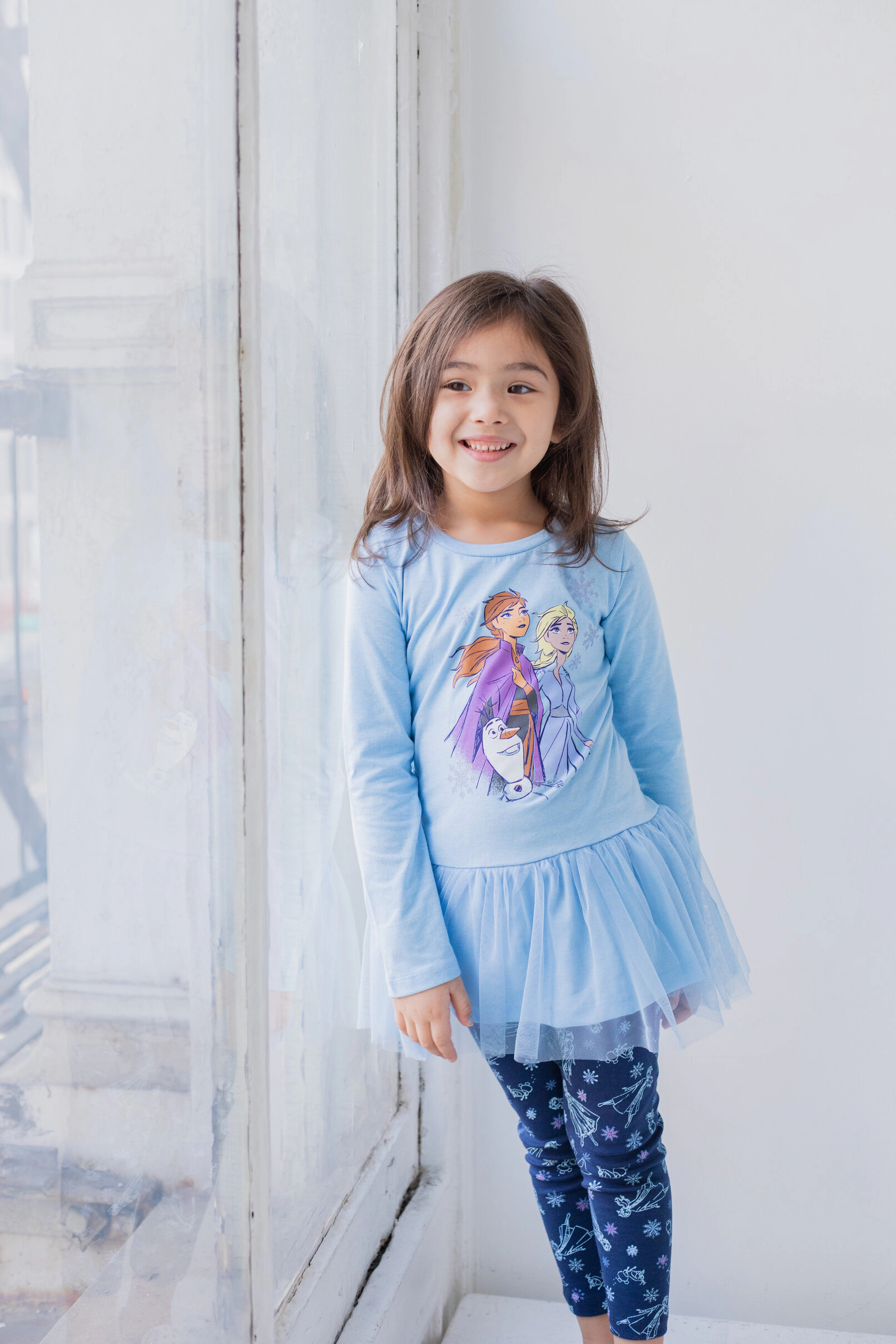Disney Frozen Girls' Tulle Peplum Top and Leggings Set