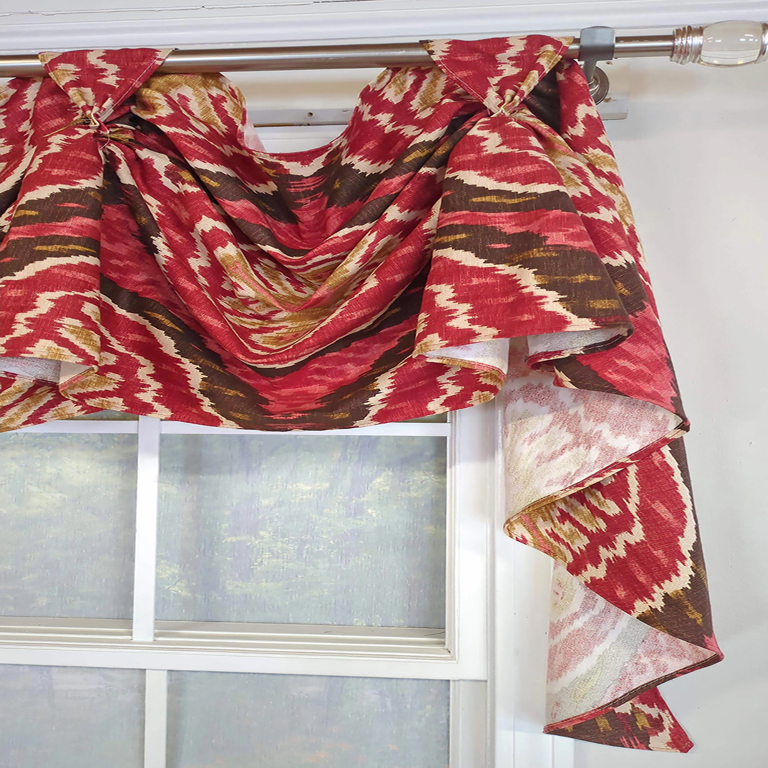 RLF Home Begonia 3-S Victory 100% Cotton Tab Top Swag Window Curtain 54" x 25" Red