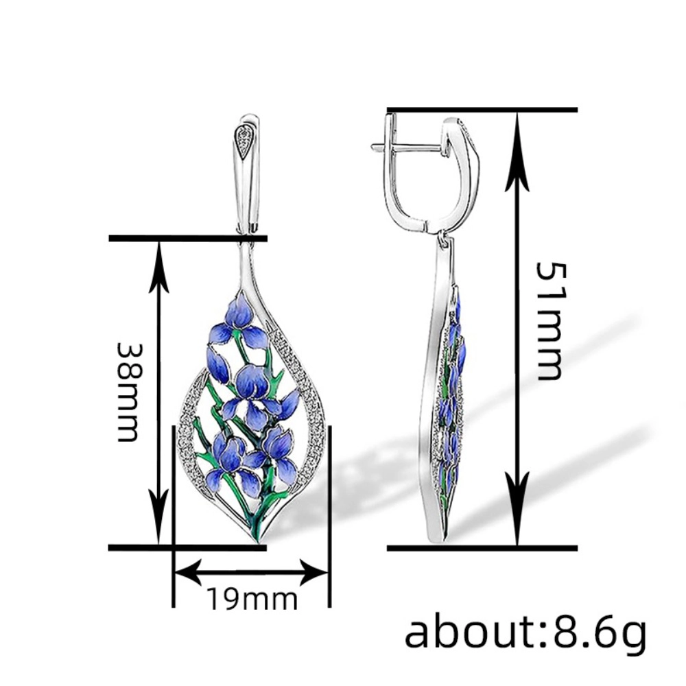Aesthetic Enamel Blue Flowers Dangle Earring
