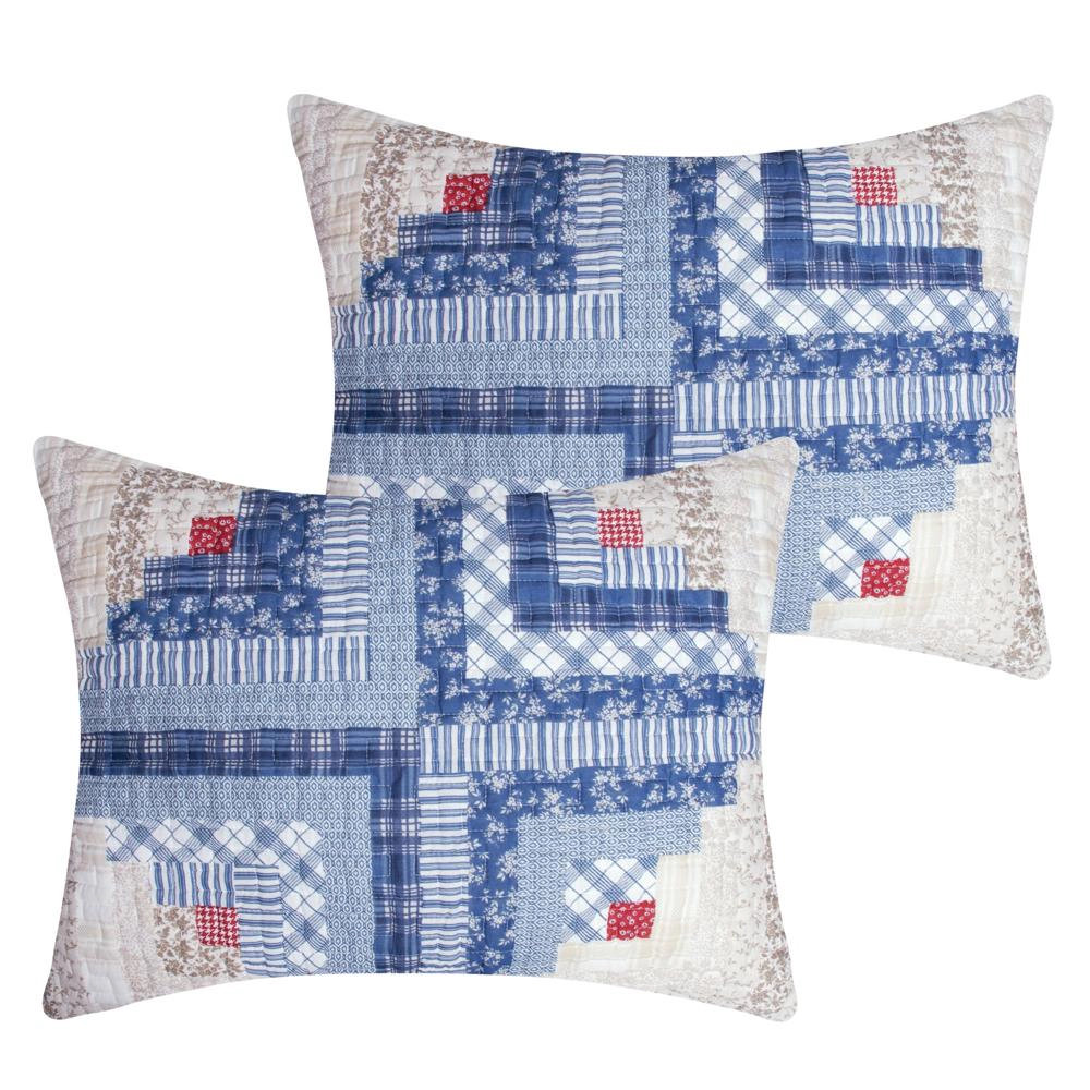 Greenland Home Fashions Reversible Log Cottage Cabin Cotton Face Microfiber Back Zipper Quilted Pillow Sham