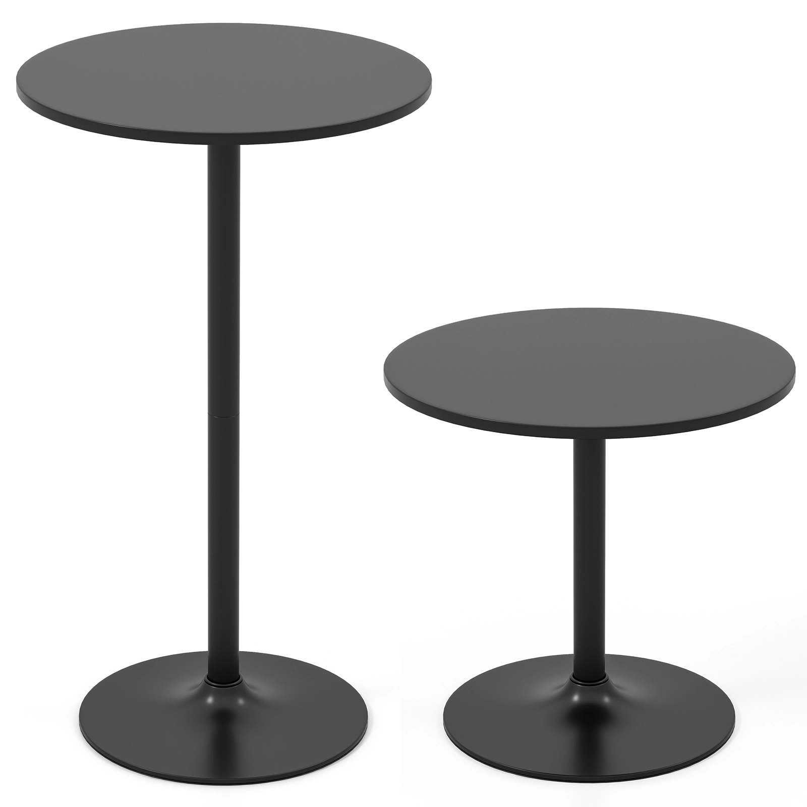SUGIFT 24-in Round Modern Cocktail Bistro Table with Metal Base and MDF Top 265-Lb Capacity 40-in Tall Set of 2 Black