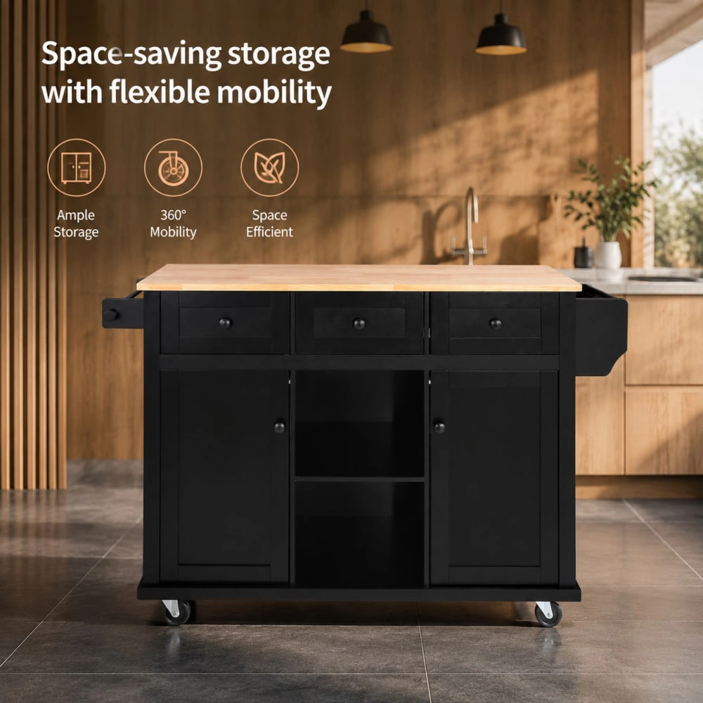 ELEMENT ACE Rolling Kitchen Island Cart With Storage