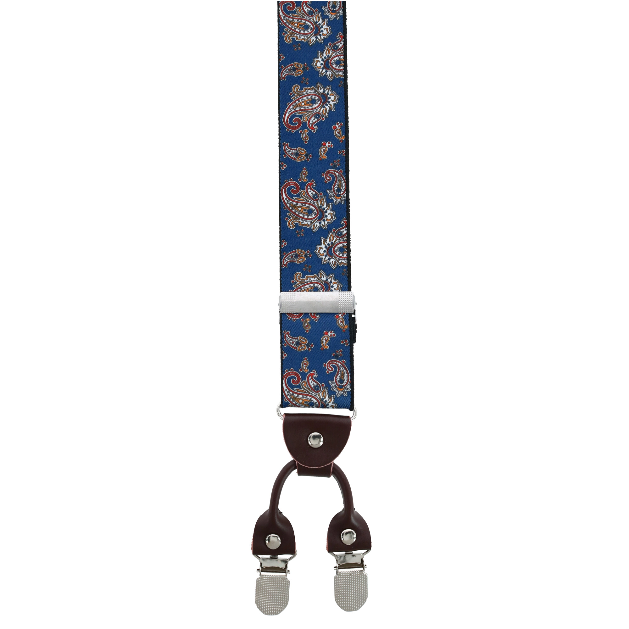 CTM Men's 1.375 Inch Wide Paisley Print Double Clip-End Suspenders