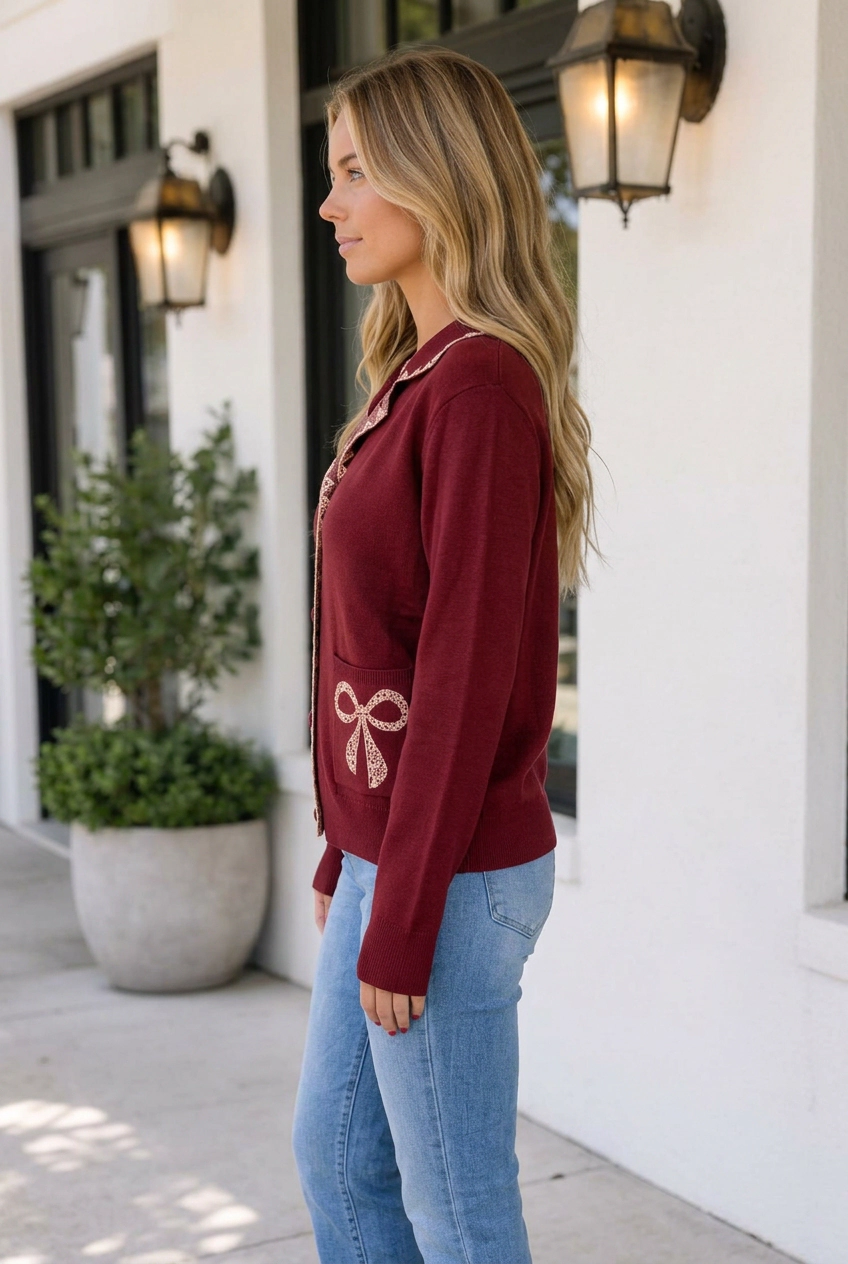 Threaded Pear Women's Susana Long Sleeve Knit Cardigan