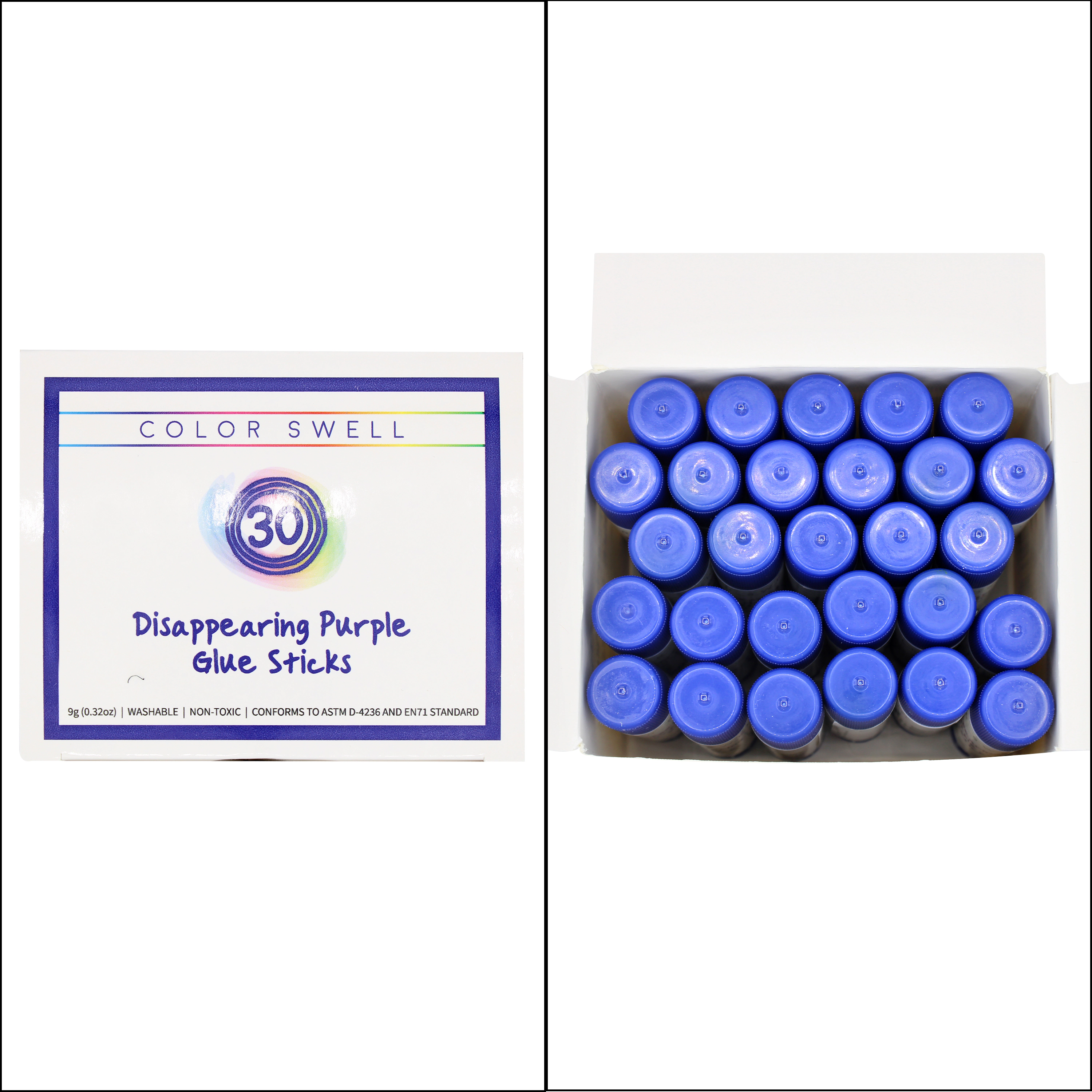 Color Swell Bulk Glue Sticks, 30 Sticks, Disappearing Purple