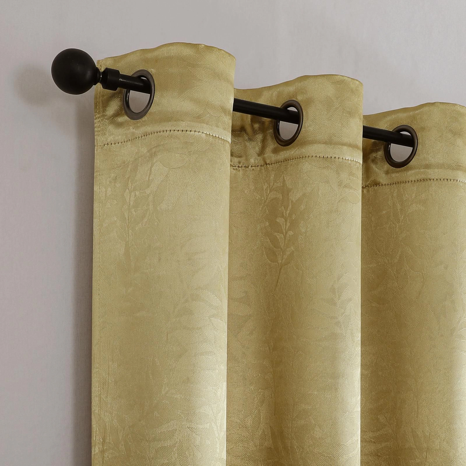 Kate Aurora 1 Piece Kathleen Light Filtering Grommet Top Embossed Fern Leaves Jacquard Window Curtain Panel