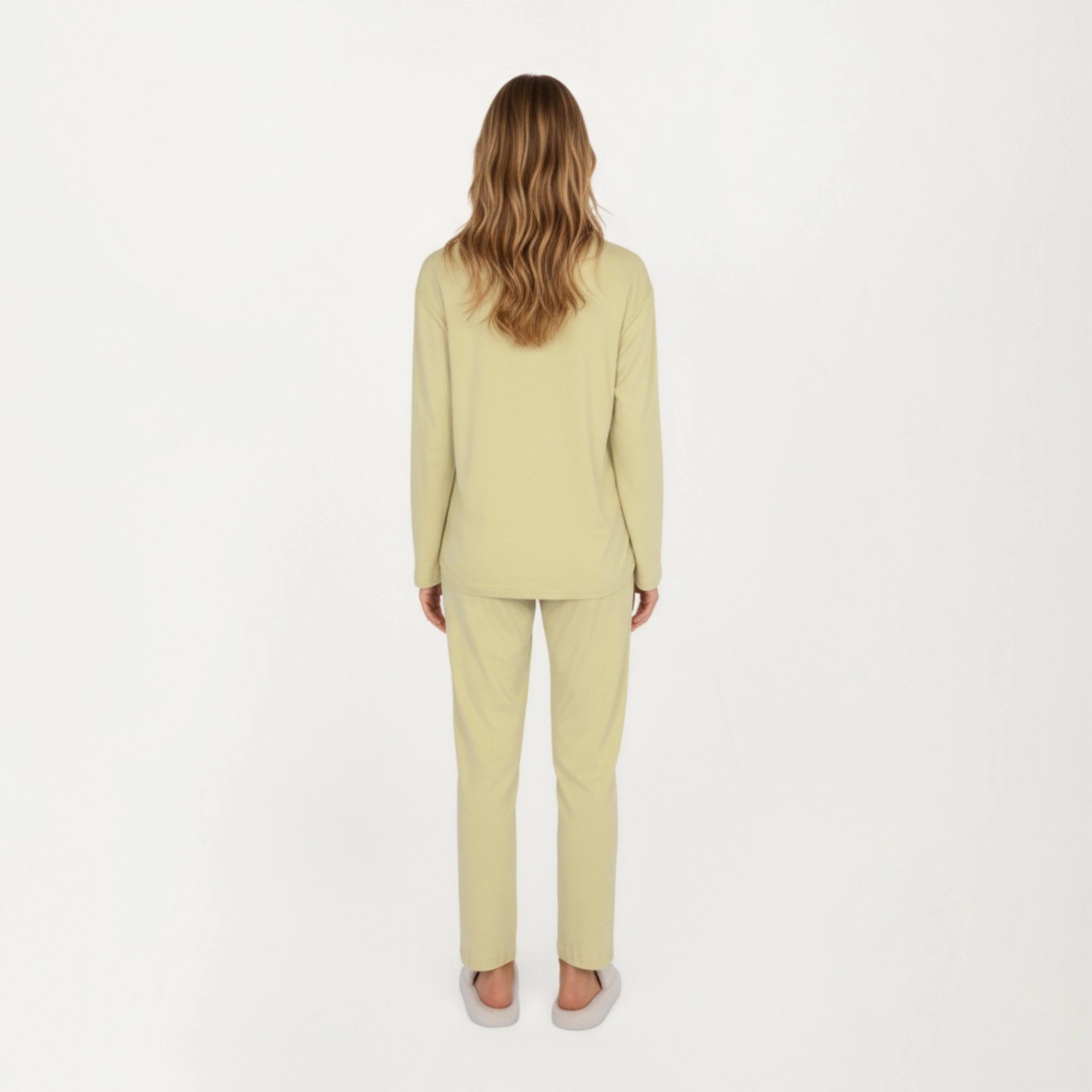Anna-Kaci Women's 2-Piece Long Sleeve Button Front Top and Relaxed Fit Pants Pajama Set with Minimalist Floral Detail
