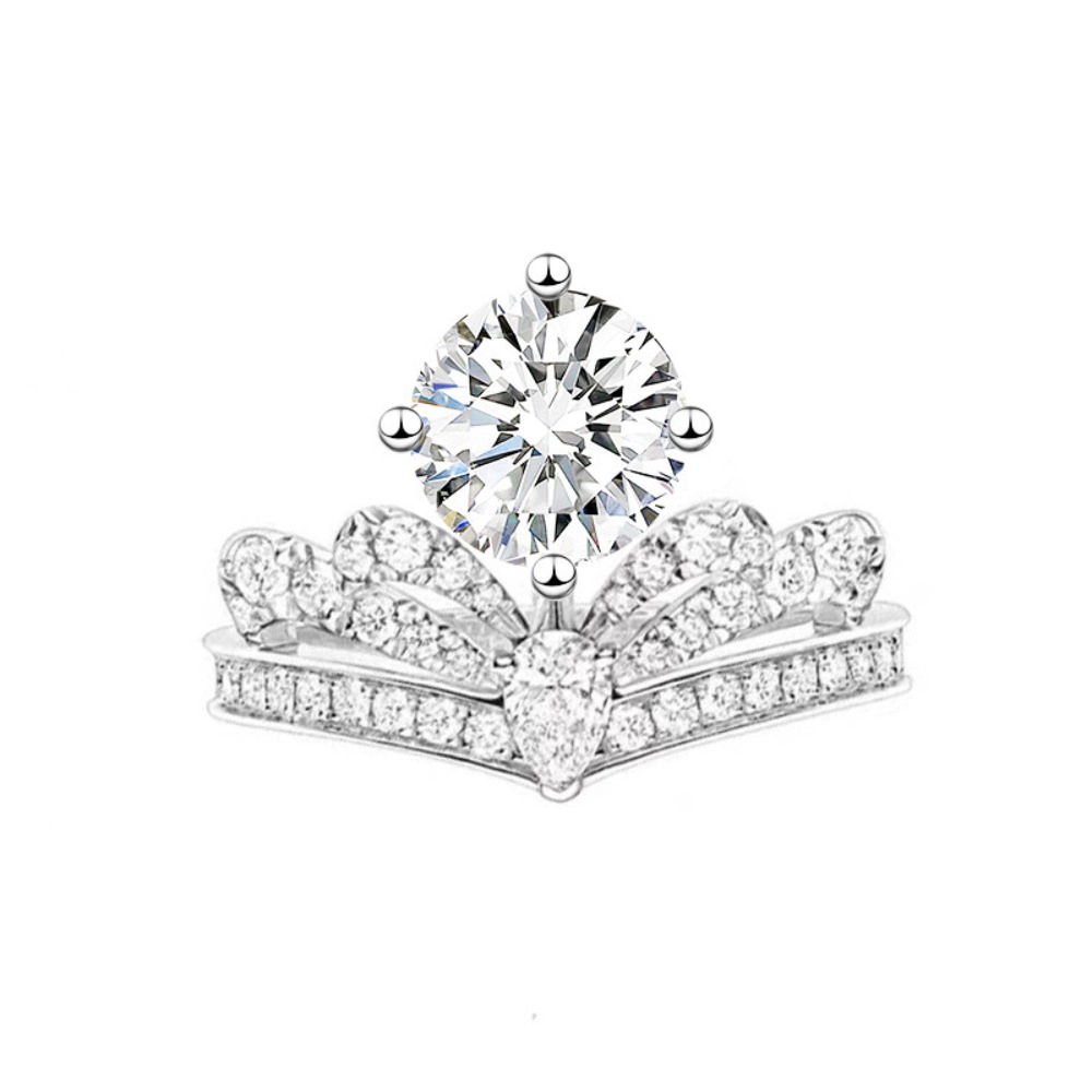 Wardrobe Whimsy Crown Design Two‑Piece Cubic Zirconia Bridal Ring Set