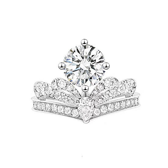 Wardrobe Whimsy Crown Design Two‑Piece Cubic Zirconia Bridal Ring Set