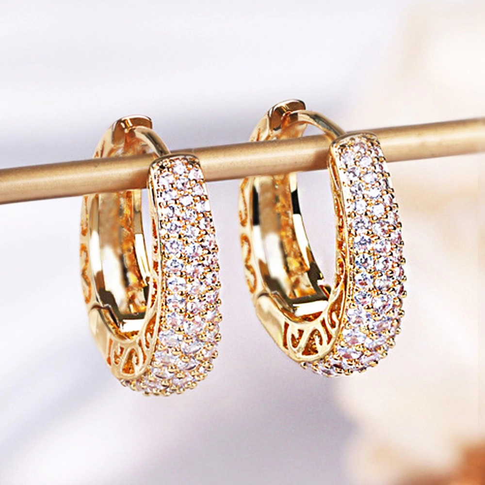 Wardrobe Whimsy Pave Cubic Zirconia Small Hoop Huggie Earrings for Women