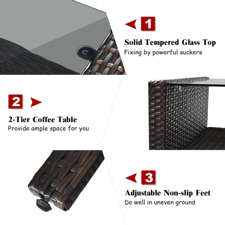 Hivvago 4 Pieces Patio Rattan Free-Combination Sofa Set With Cushion And Coffee Table