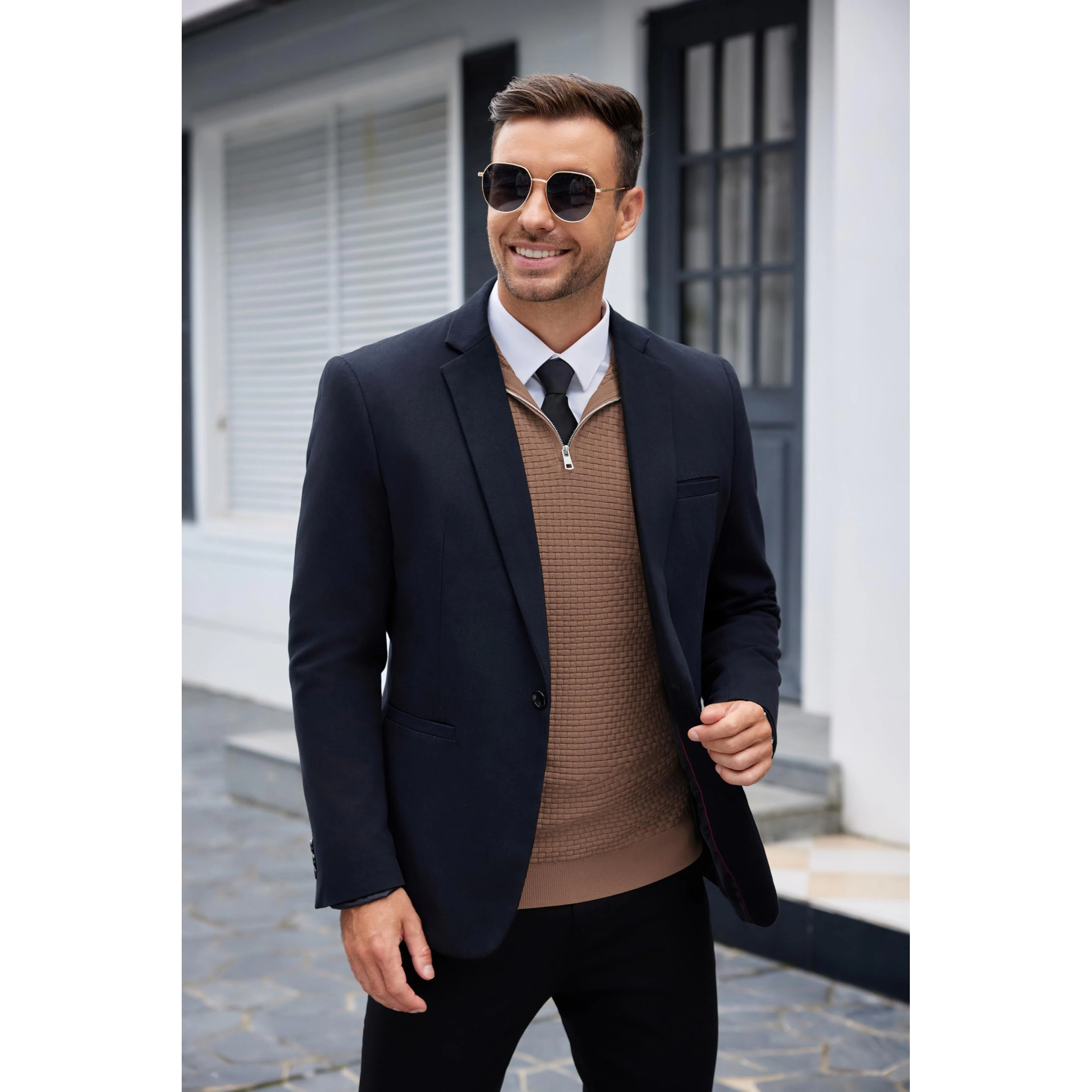 COOFANDY Men's Regular Fit Quarter Zip Pullover Sweater