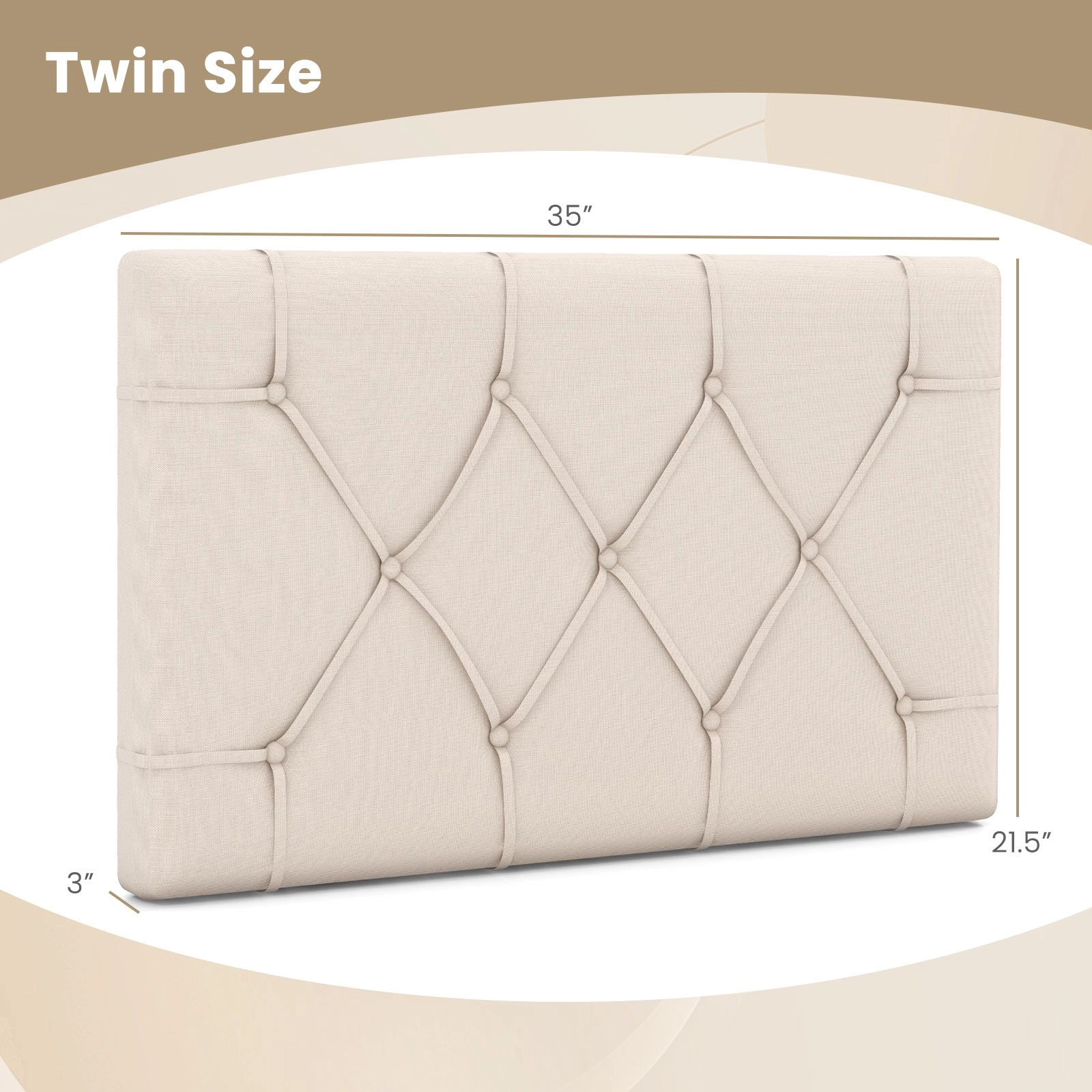 SlickBlue Twin Size Adjustable Upholstered Button Tufted Headboard