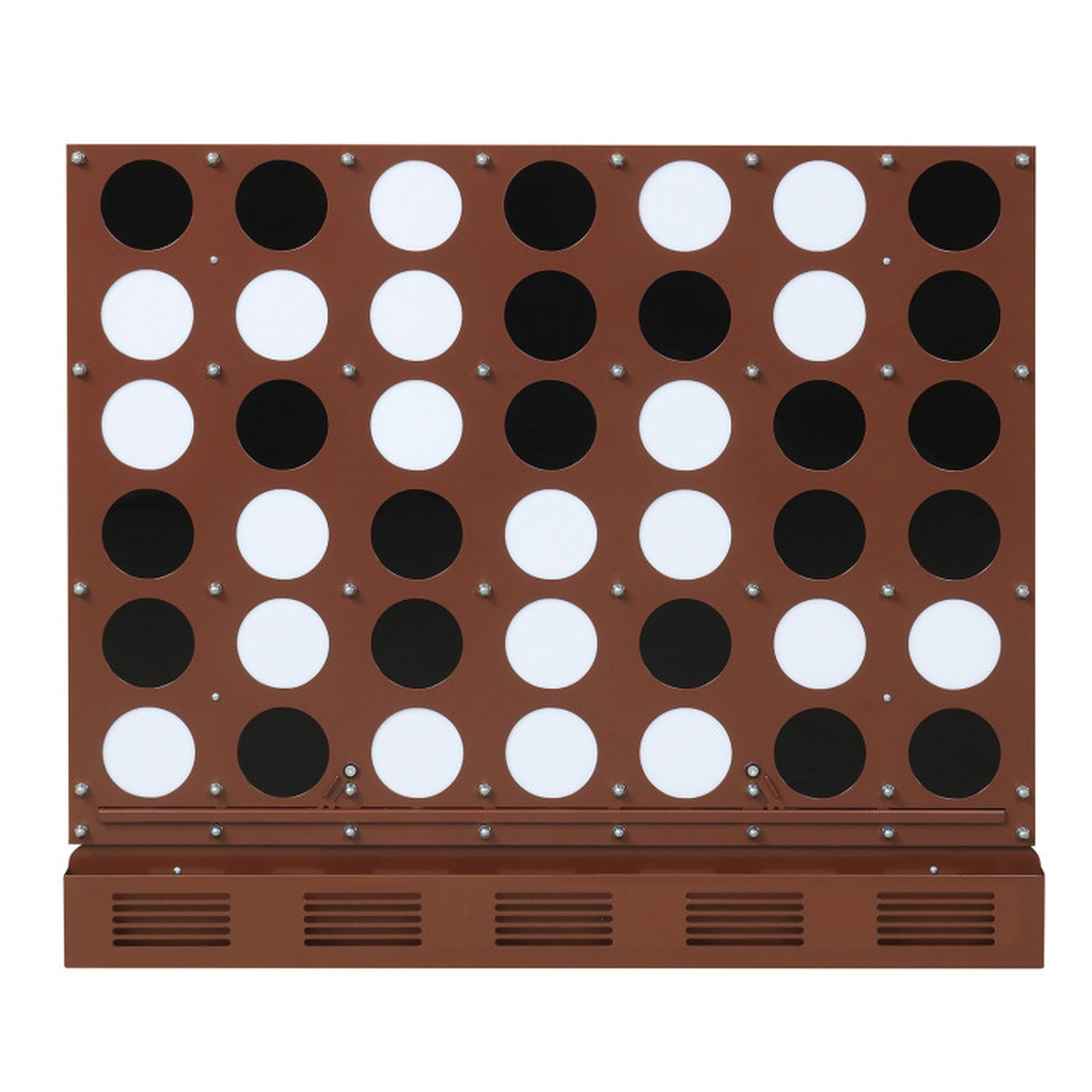SUGIFT Walnut Wall Mounted Metal Connect 4 Game with Acrylic Discs and Quick Release Reset 28.5-in W 23-in H