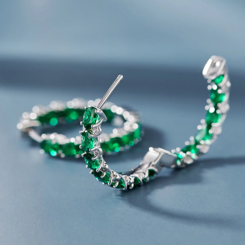 Bling Ova Cubic Zirconia Hoop Earrings for Women
