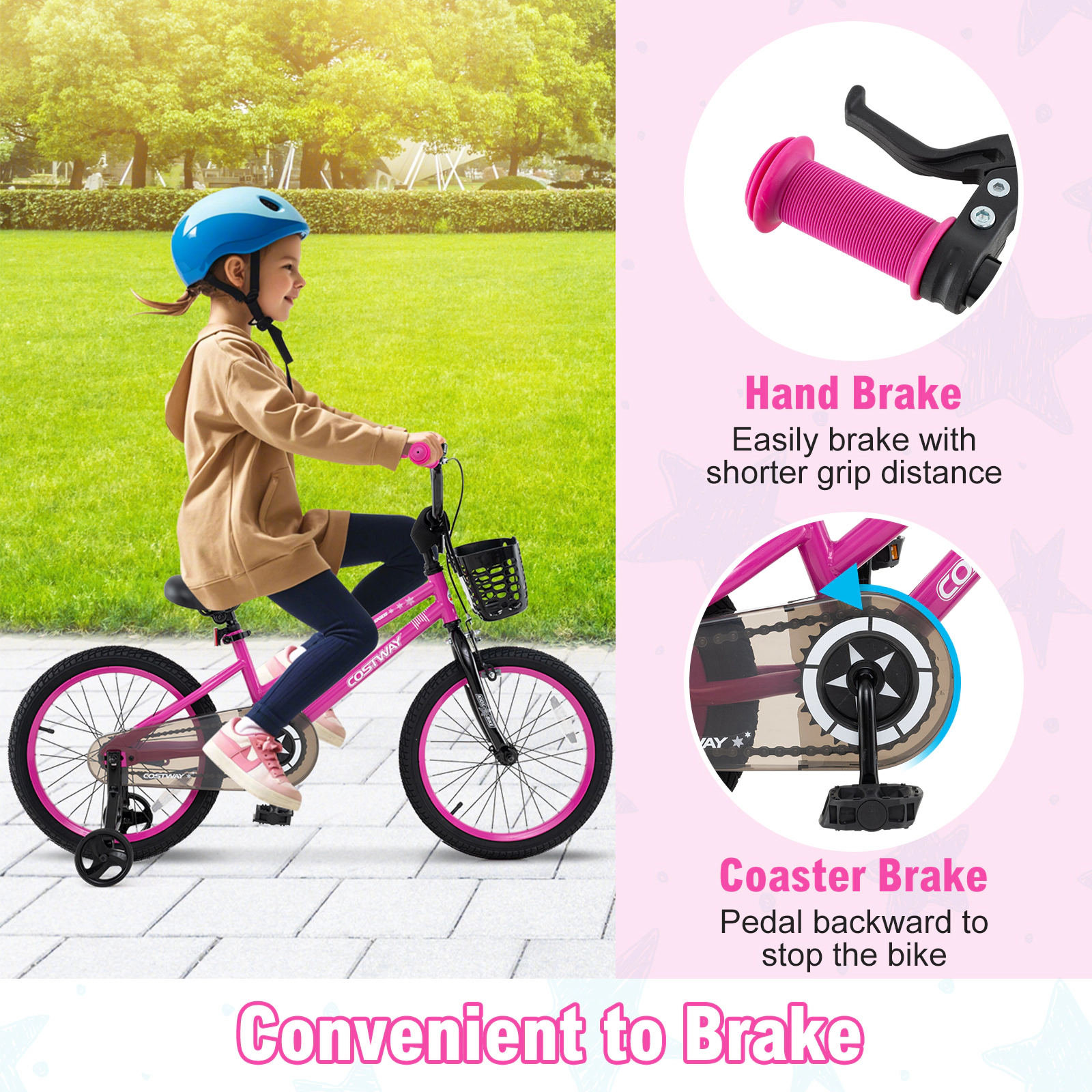 LJG 12 Inch Kids Bike Adjustable Bicycle with Front Basket for Children Aged 3-4 Years Old
