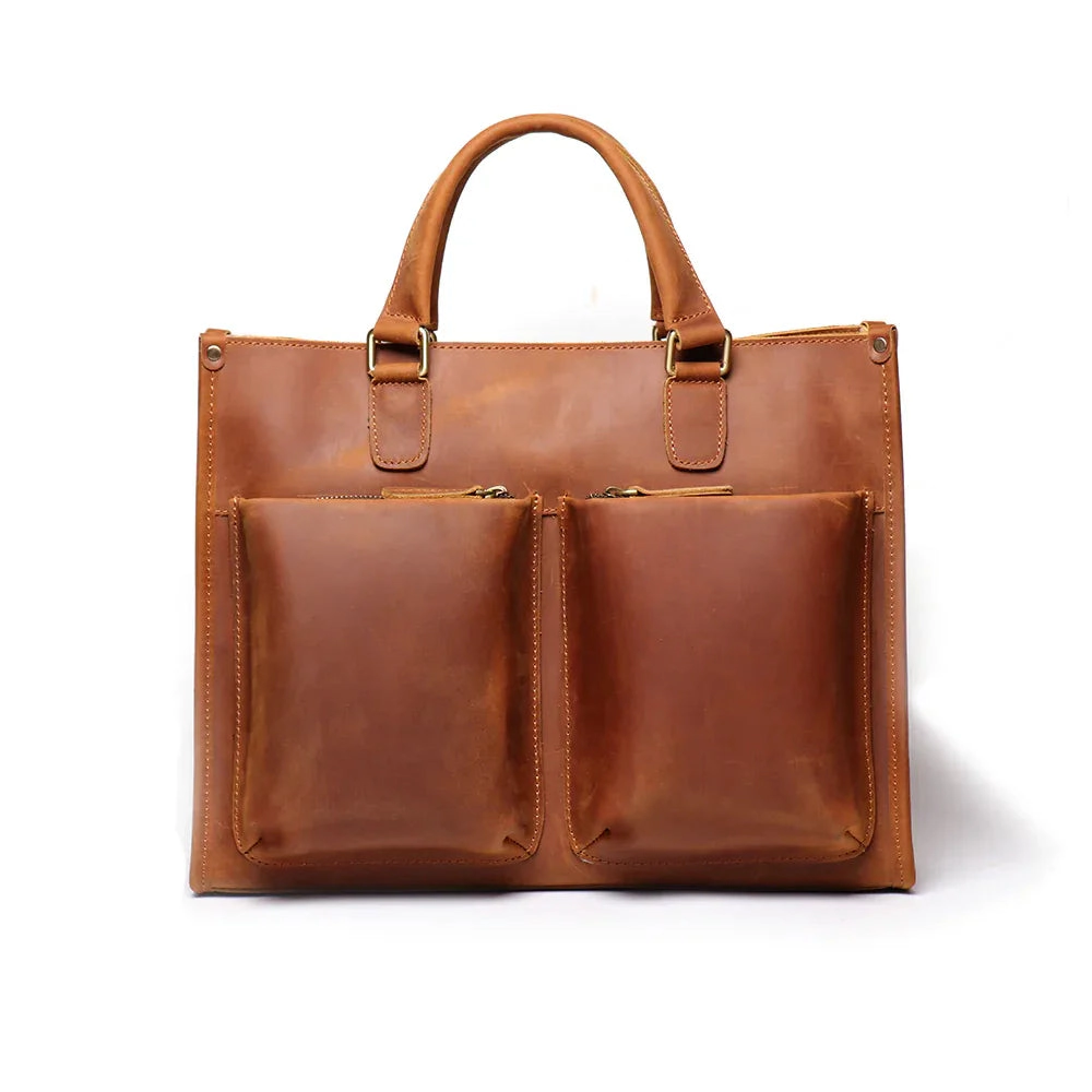 Steel Horse Leather Unisex The Dagmar Leather Briefcase | Vintage Leather Messenger Bag