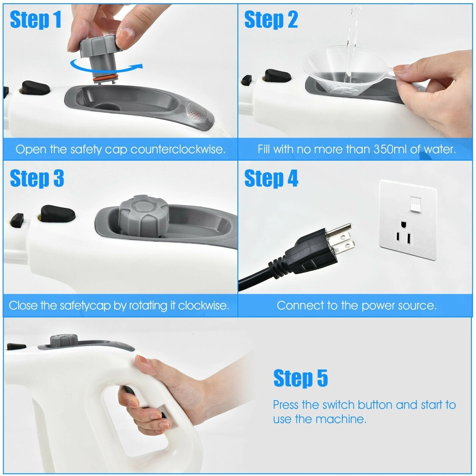 SUGIFT Gray Handheld Steam Cleaner with 14-Piece Accessory Kit and 16.5-ft Cord 1400W 13-in W 5-in D 9.5-in H