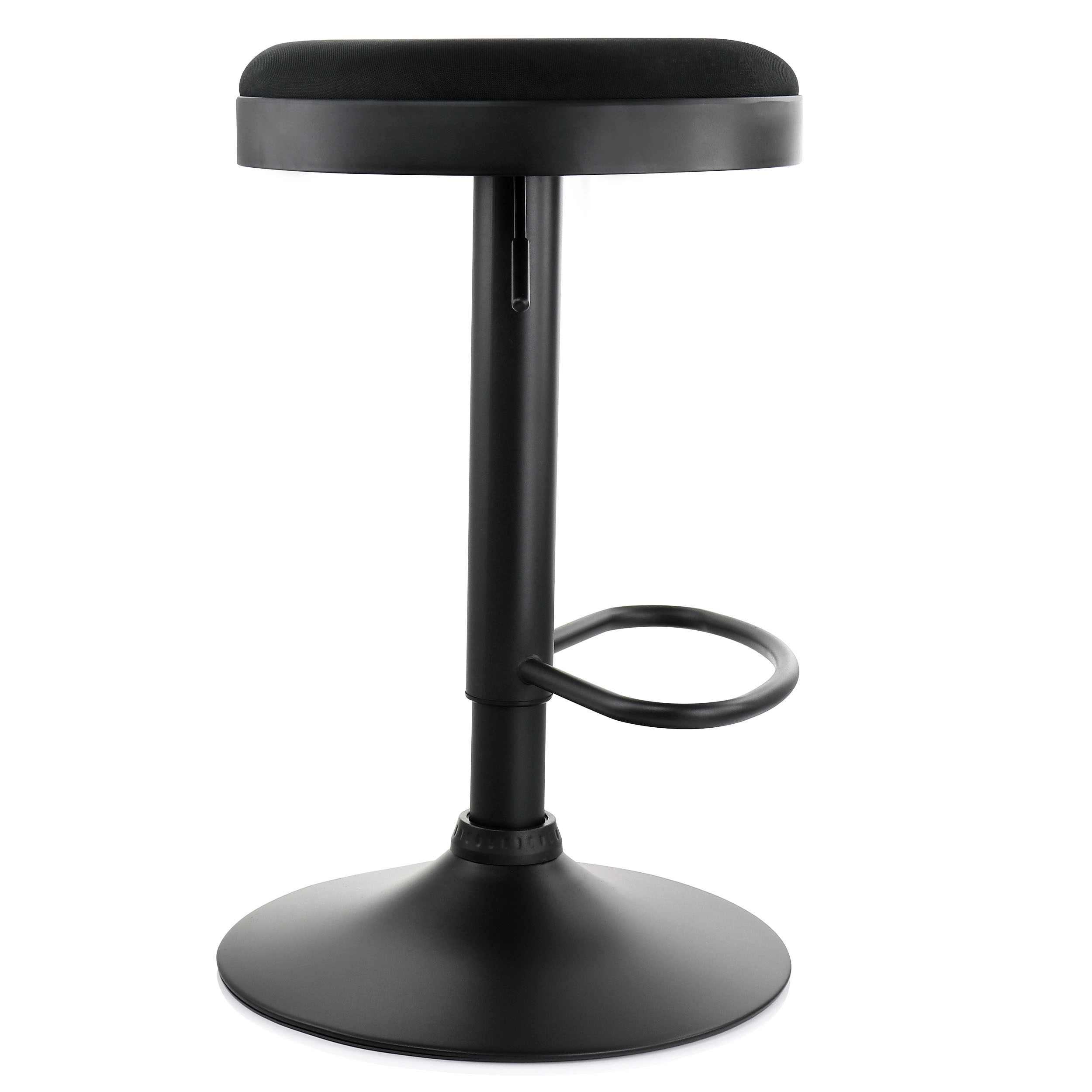 Elama 2 Piece Backless Adjustable Fabric Bar Stool in Black with Black Base