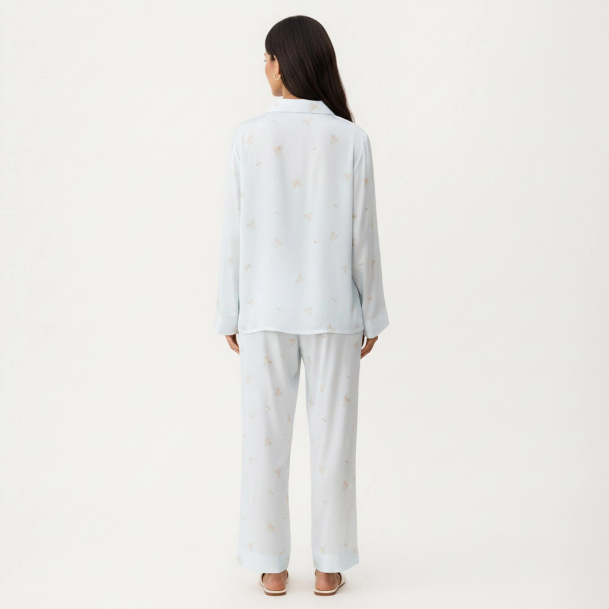 Anna-Kaci Women's 2-Piece Printed Button Front Pajama Top with Relaxed Long Sleeves and Matching Elastic Waist Pants