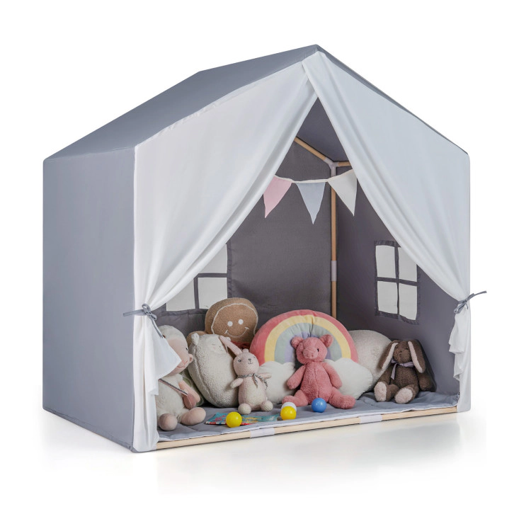 Hivvago Kid's Play Tent with Washable Cotton Mat and Flag Banner